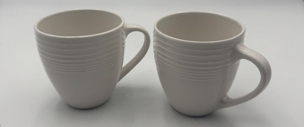 Royal Norfolk Cream Ivory Ribbed Coffee Mugs Stoneware Set of 2 Royal Norfolk Cream Ivory Ribbed Coffee Mugs Stoneware Set of 2