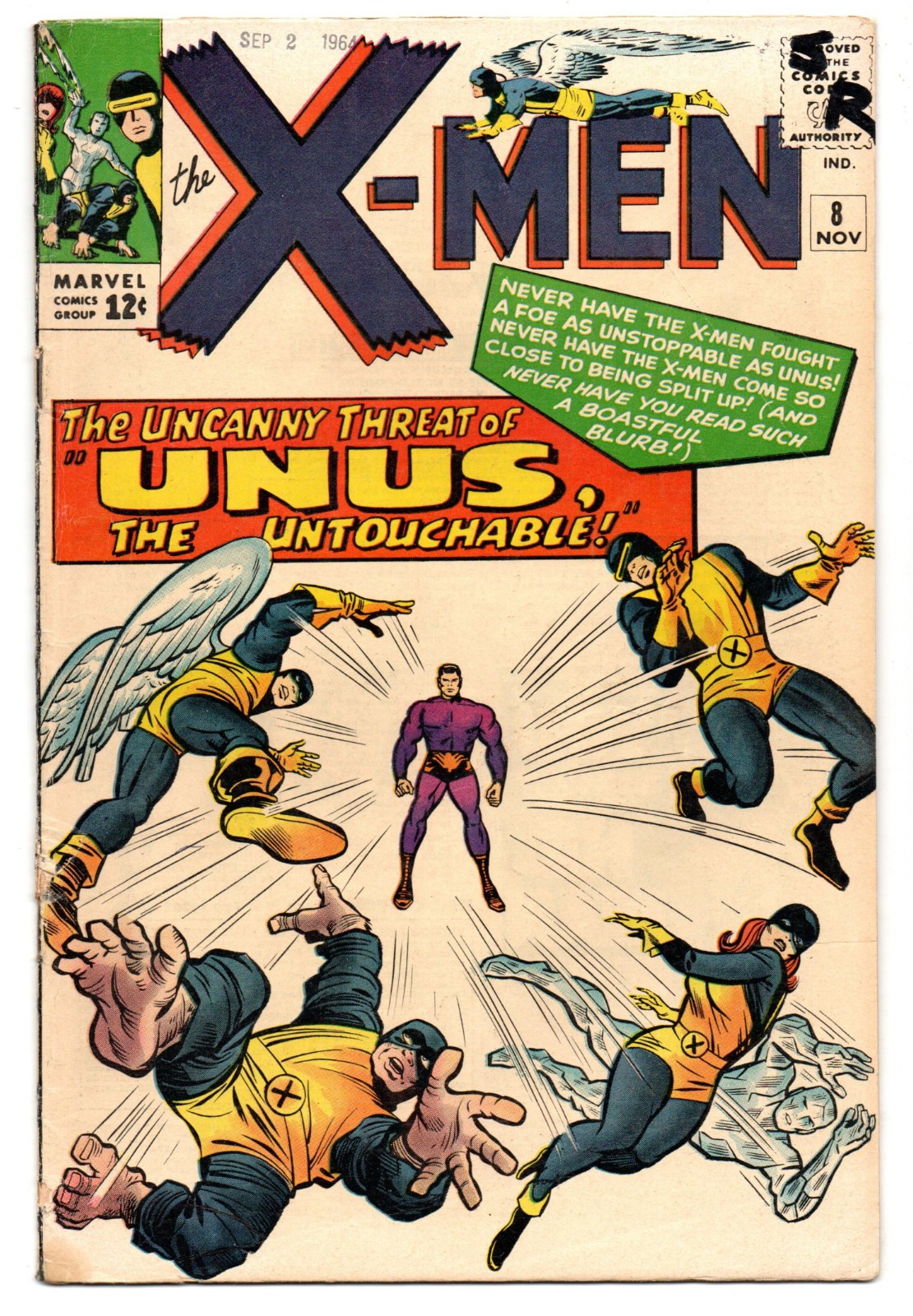UNCANNY X-MEN #8 (1964) - GRADE 4.5 - MARVEL 1ST APPEARANCE UNUS THE UNTOUCHABLE UNCANNY X-MEN #8 (1964) - GRADE 4.5 - MARVEL 1ST APPEARANCE UNUS THE UNTOUCHABLE