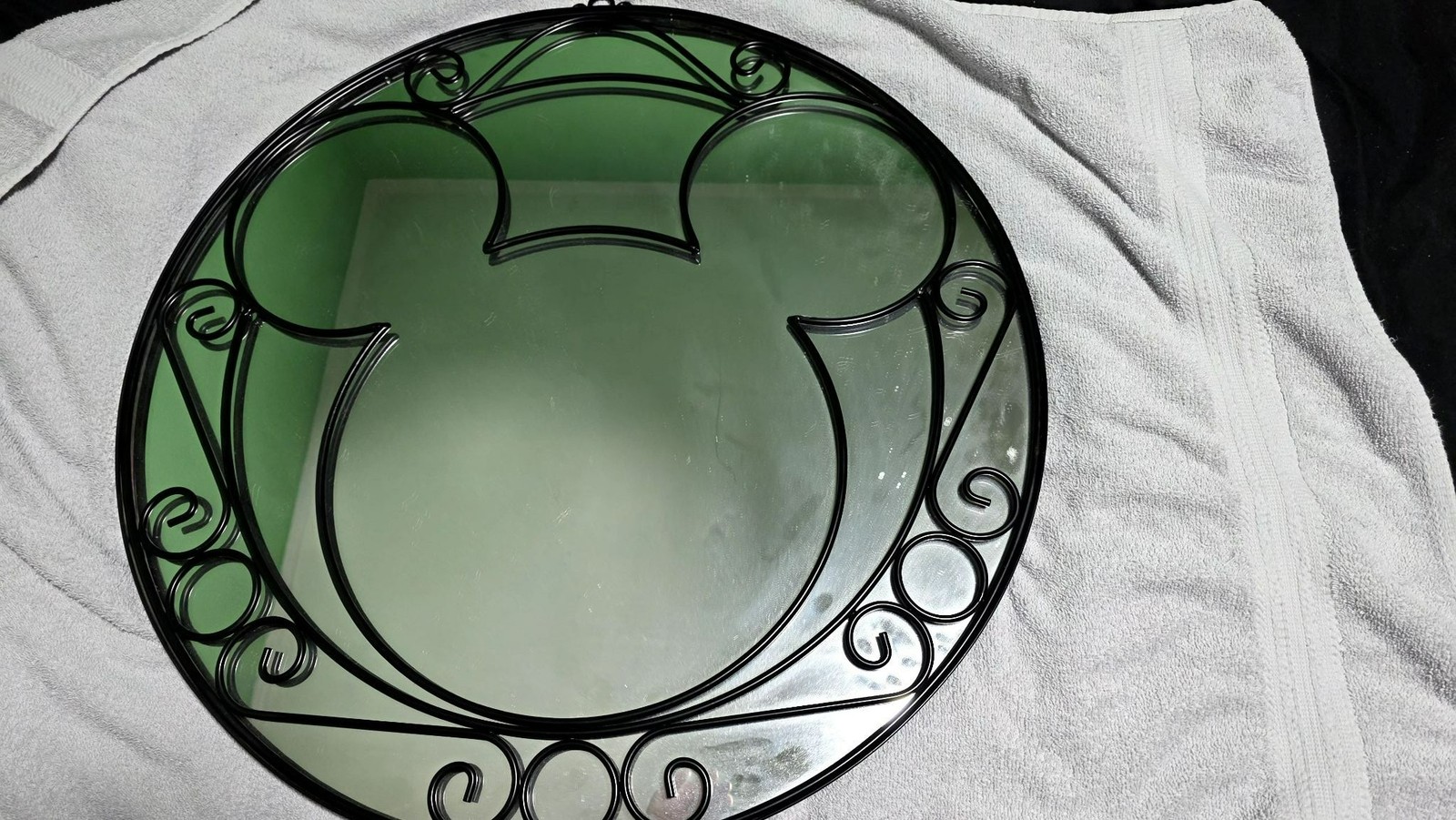 Disney Mickey Mouse Head Silhouette Wall Mirror 25 inch Black Metal Frame Used Disney Mickey Mouse Head Silhouette Wall Mirror 25 inch Black Metal Frame Used