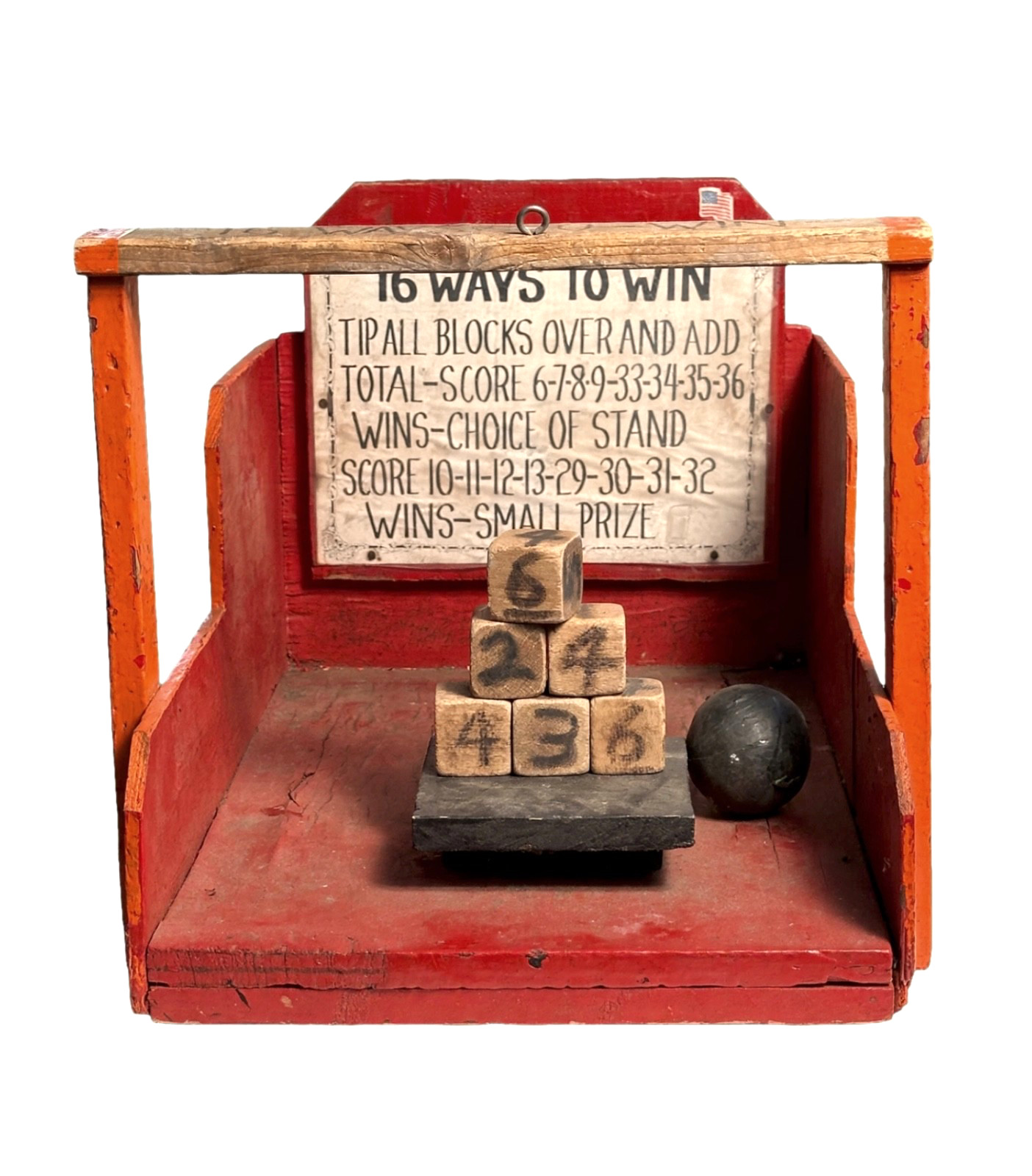 Vintage 1950s Carnival Block Toss Game - 16 Ways to Win - Folk Art Vintage Vintage 1950s Carnival Block Toss Game - 16 Ways to Win - Folk Art Vintage