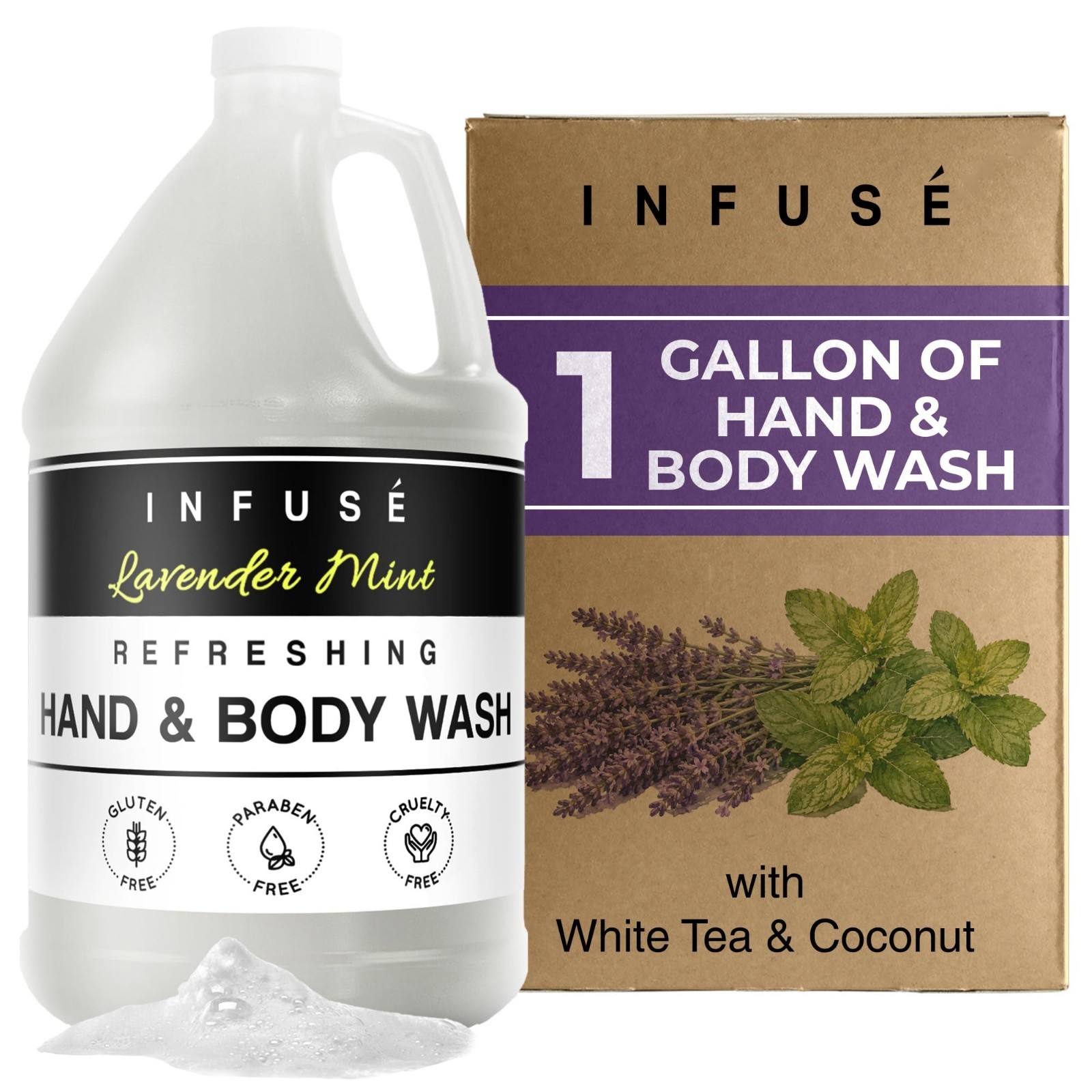 INFUSÉ 1 Gallon Hand & Body Wash Refill for Hotel Dispensers, Bulk Toiletry