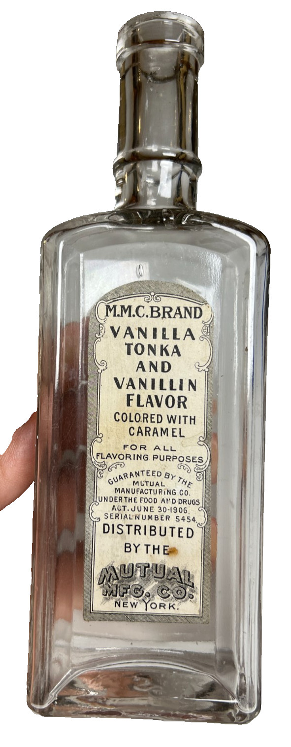Antique M.M.C. Vanilla Tonka Vanillin Flavor Bottle Label Mutual Mfg New York NY Antique M.M.C. Vanilla Tonka Vanillin Flavor Bottle Label Mutual Mfg New York NY