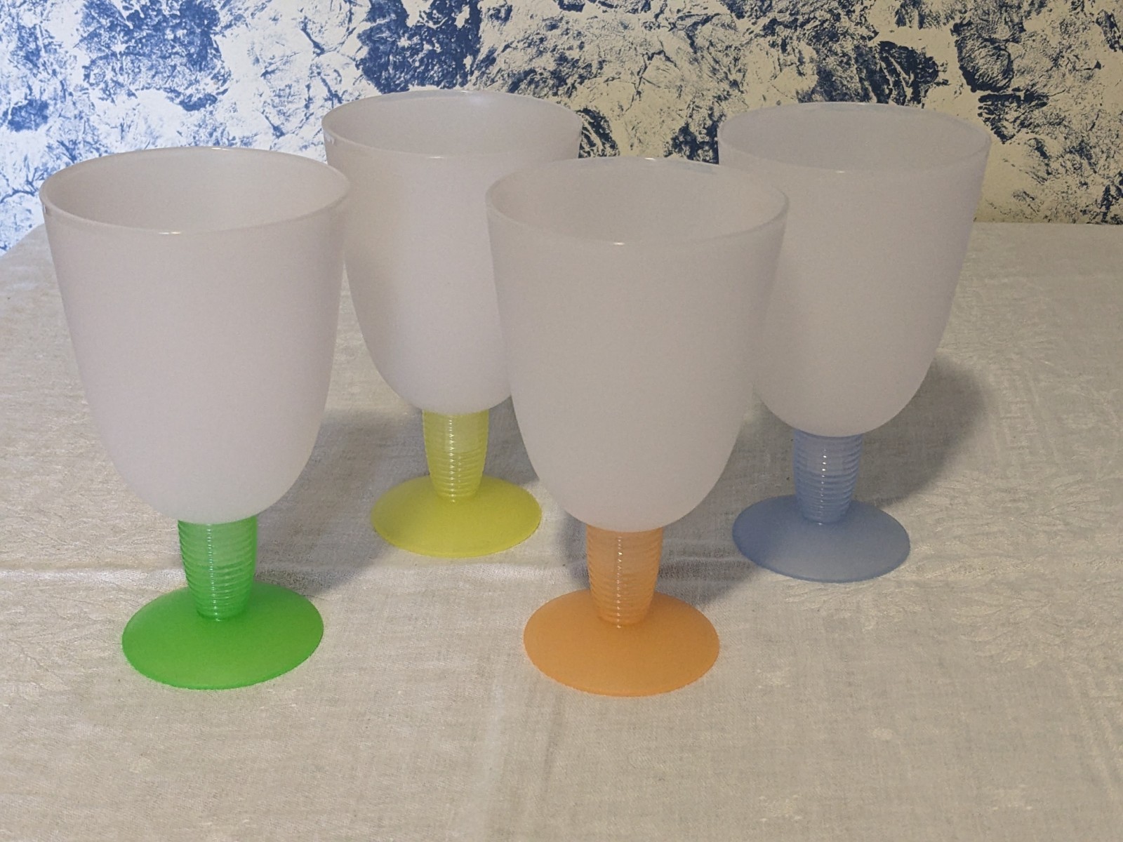 Tupperware Impressions Goblet/Dessert Cups - White w/ Spring Color Stems - NOS Tupperware Impressions Goblet/Dessert Cups - White w/ Spring Color Stems - NOS