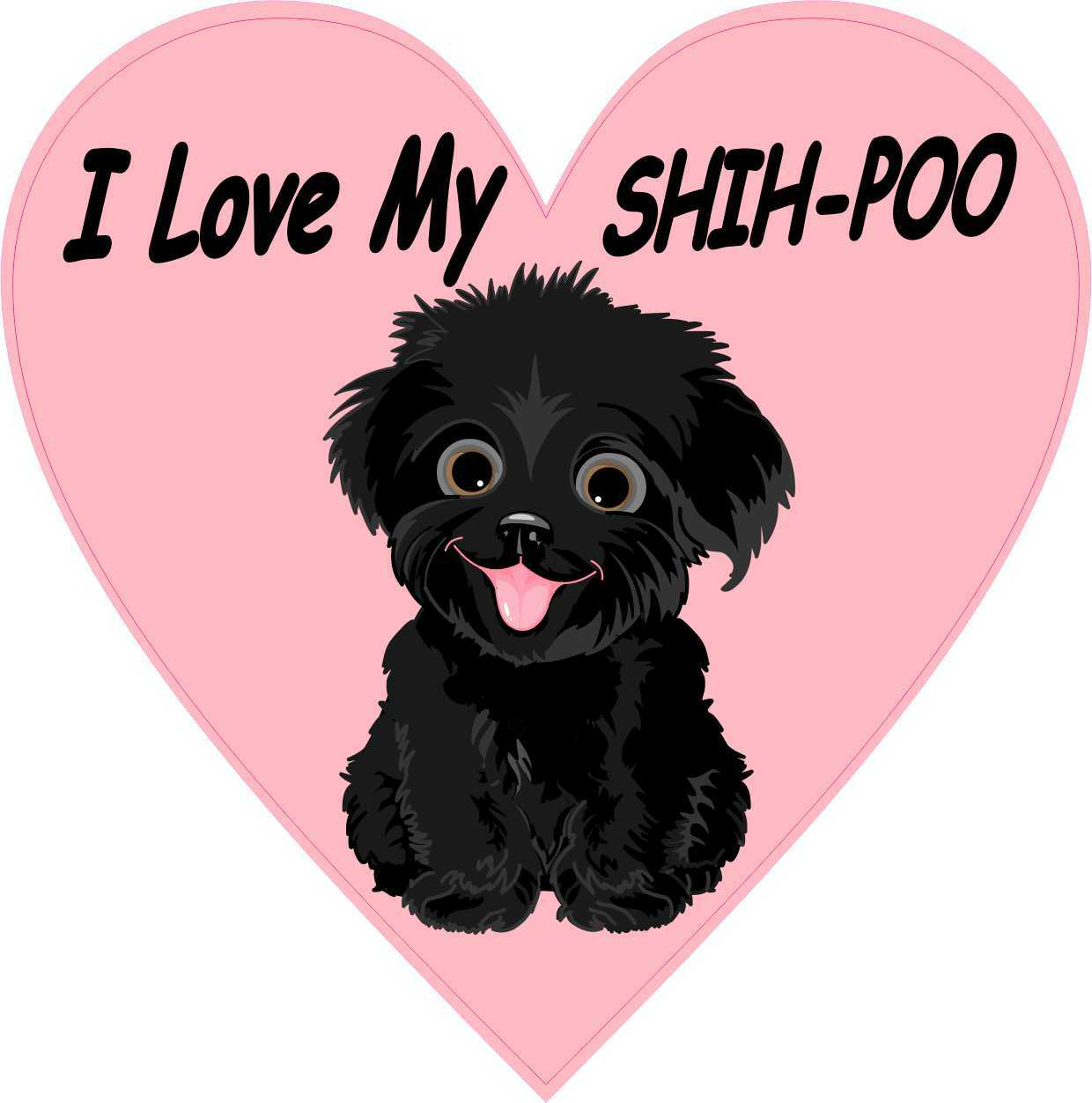4in x 4in Black Fur I Love My Shih-Poo Vinyl Sticker Car Vehicle Bumper Decal 4in x 4in Black Fur I Love My Shih-Poo Vinyl Sticker Car Vehicle Bumper Decal