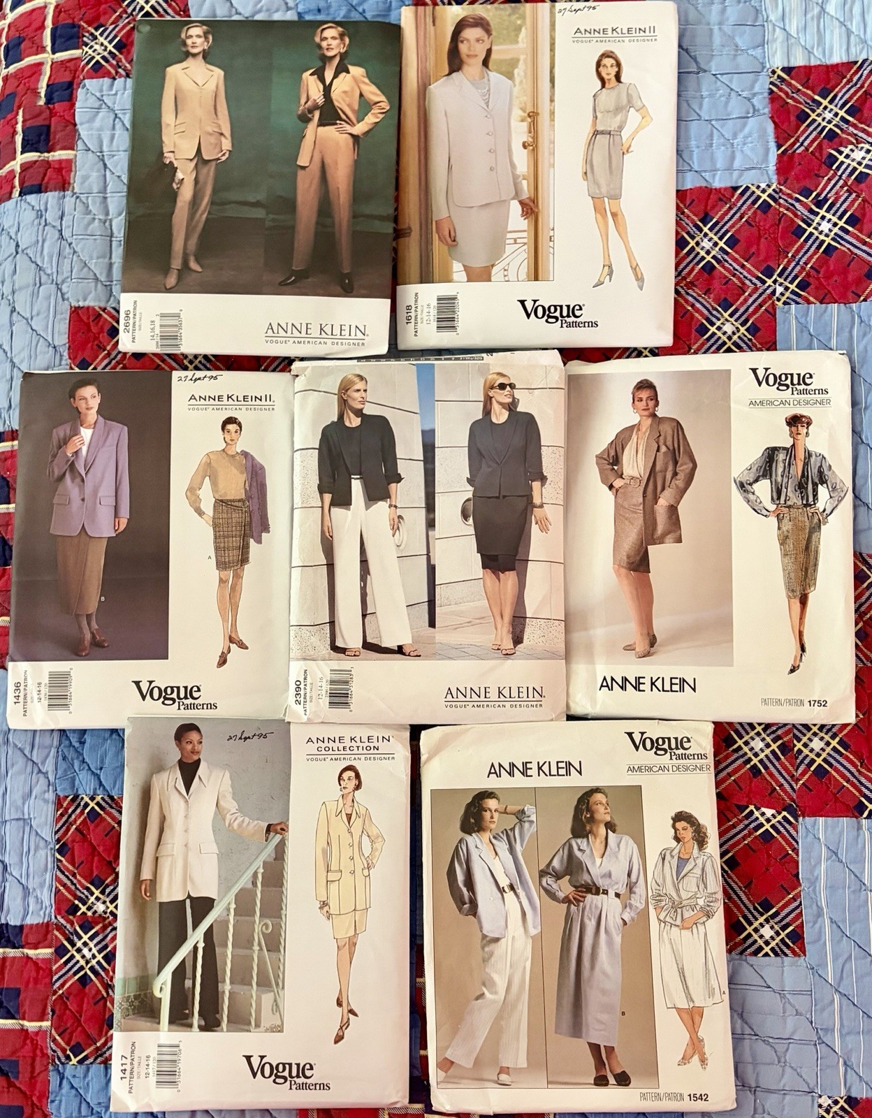 Lot of 7 VTG Vogue American Designer ANNE KLEIN Patterns 12-18 UNCUT Career Lot of 7 VTG Vogue American Designer ANNE KLEIN Patterns 12-18 UNCUT Career