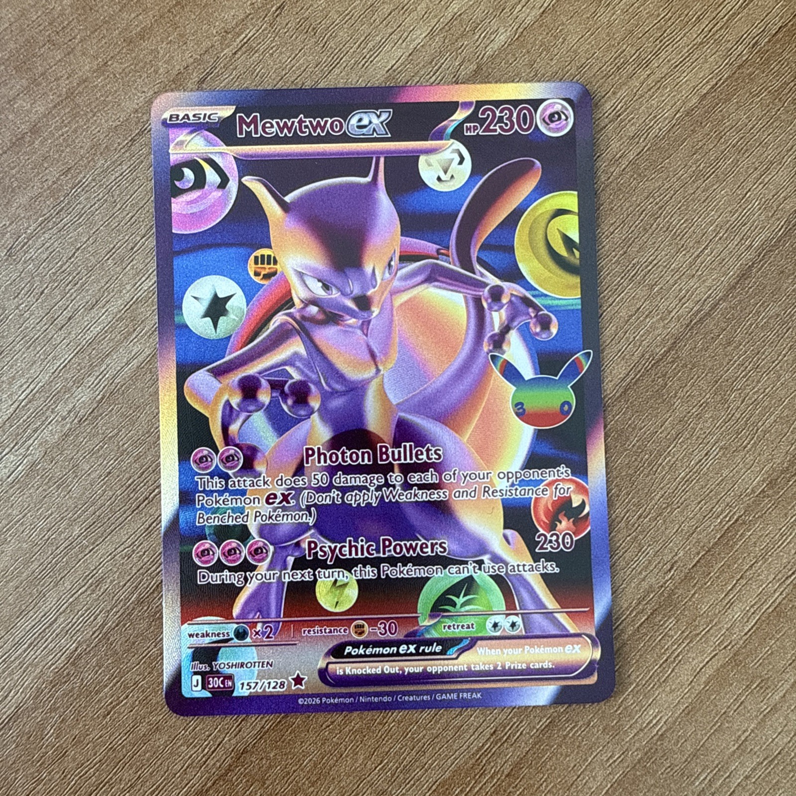 Mewtwo EX 157/128 Pokemon 30th Anniversary Celebration ENGLISH NM/Mint #2 Mewtwo EX 157/128 Pokemon 30th Anniversary Celebration ENGLISH NM/Mint #2