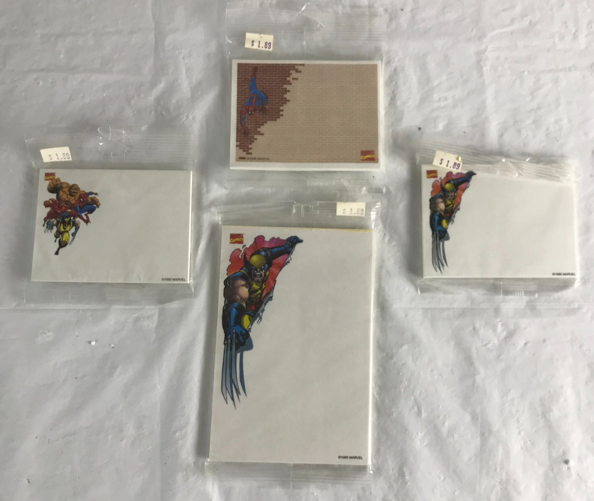 4 - 1995 Marvel Comics Memo Pads 4" x 6" & 4" x 3" Spider-man Iron Man Thing NOS