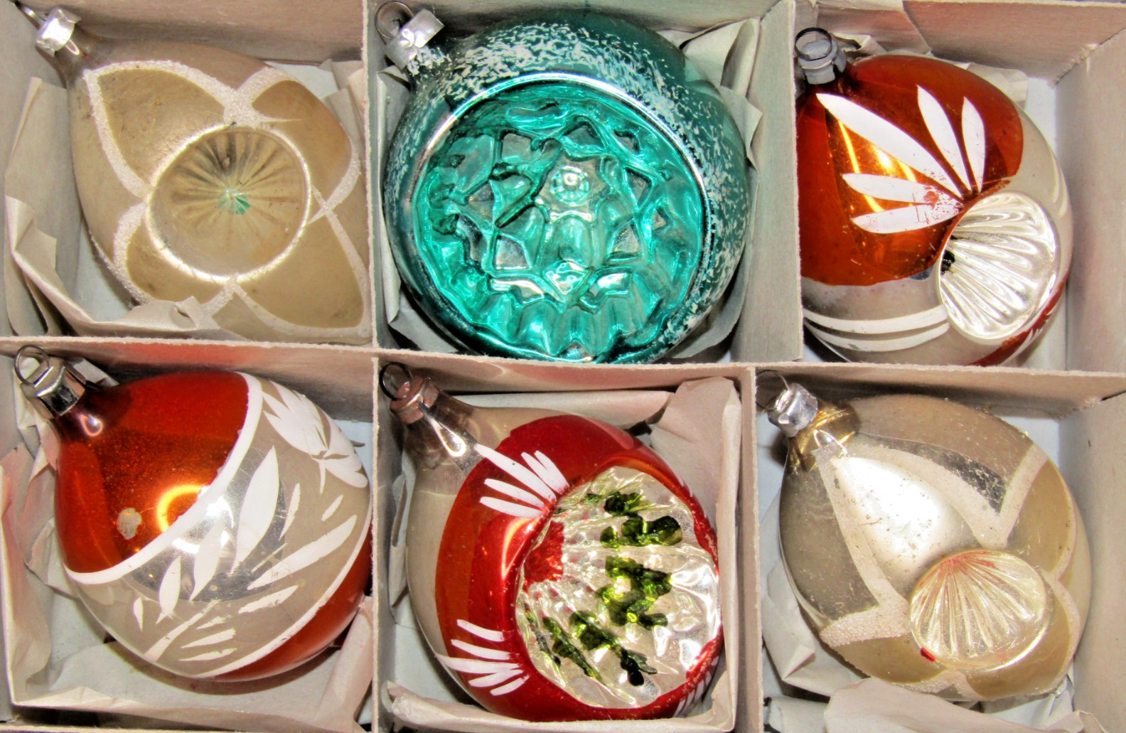 Lot VTG Antique Glass Stencil Pictured Indent 3" DROP Christmas Ornament Germany