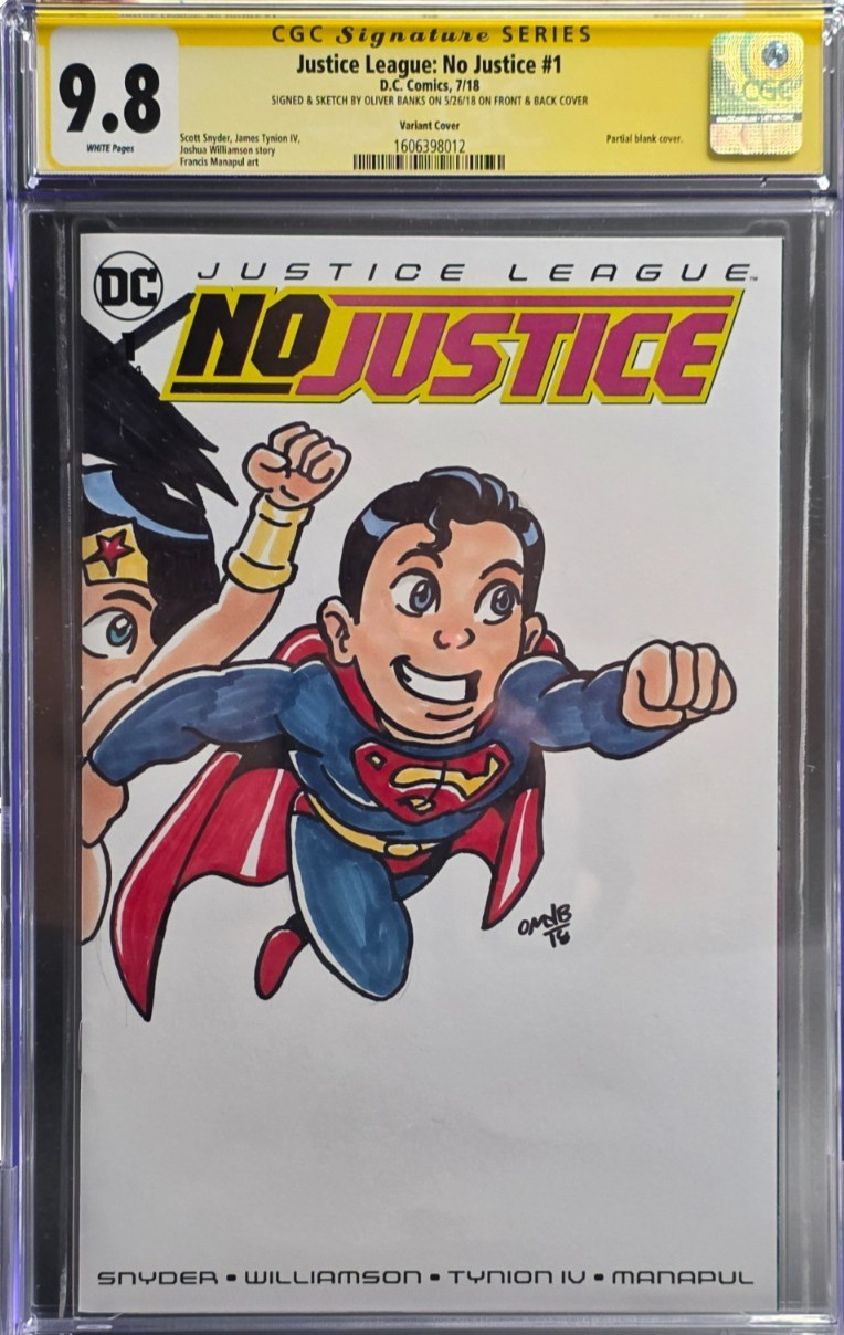 🎨 Justice League No Justice 1 CGC 9.8 SIGNED SKETCH Oliver Banks DOUBLE SIDED🎨 🎨 Justice League No Justice 1 CGC 9.8 SIGNED SKETCH Oliver Banks DOUBLE SIDED🎨