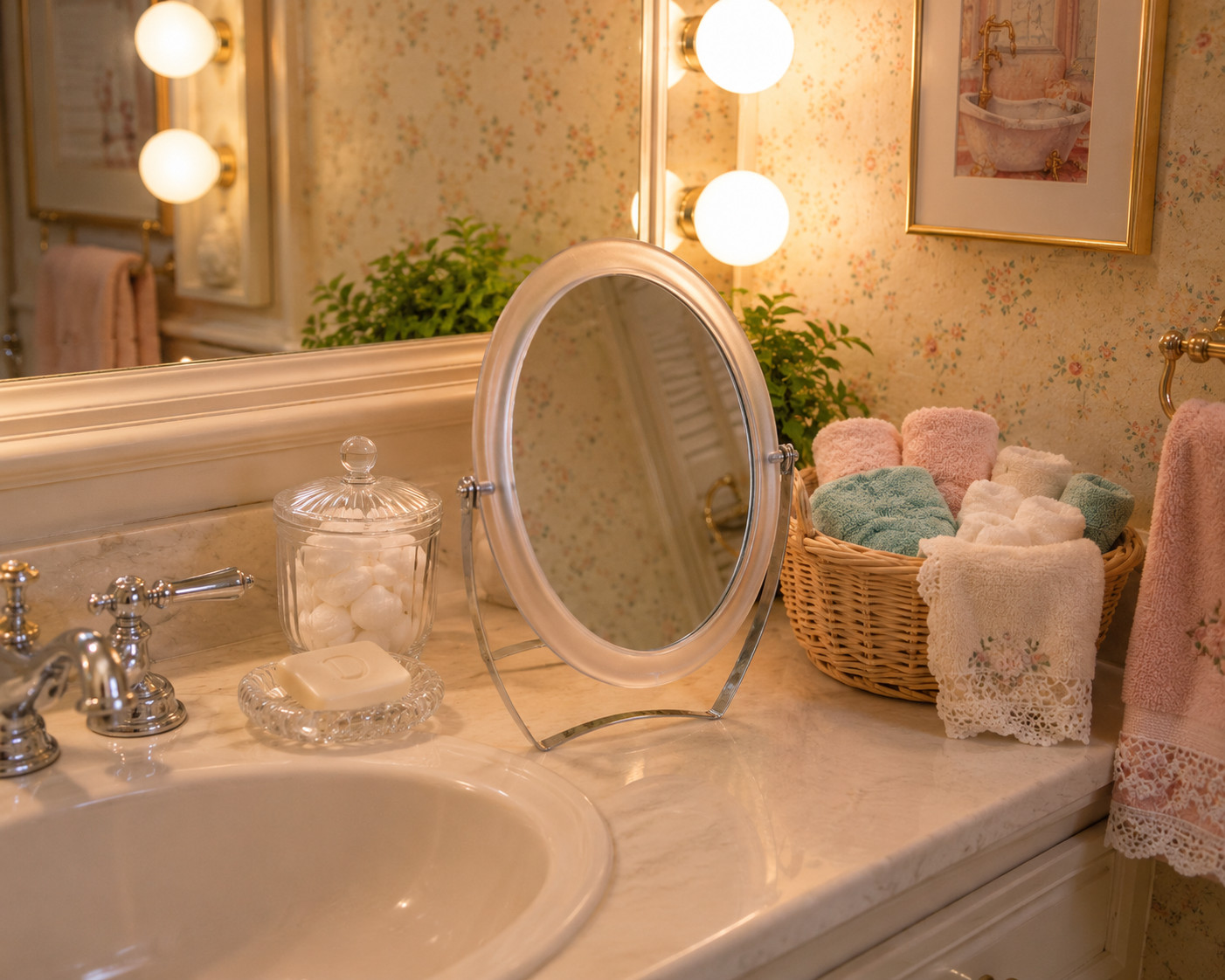 Vintage Clear Frosted Acrylic Flip Vanity Mirror 2-Sided Tabletop Tilt 7" Oval Vintage Clear Frosted Acrylic Flip Vanity Mirror 2-Sided Tabletop Tilt 7" Oval