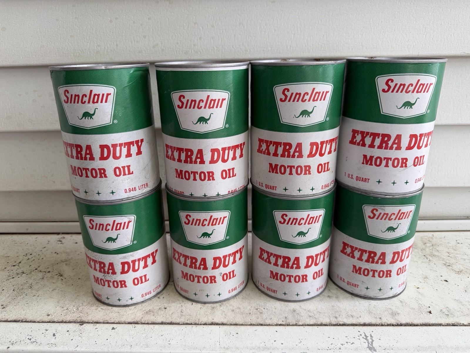 8x Vintage NOS Sinclair Extra Duty Motor Oil Composite Oil Can Dino Sign Graphic 8x Vintage NOS Sinclair Extra Duty Motor Oil Composite Oil Can Dino Sign Graphic