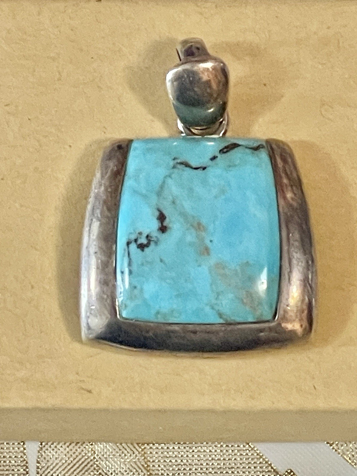 VTG Sterling Silver Turquoise Pendant Thailland Heavy VTG Sterling Silver Turquoise Pendant Thailland Heavy