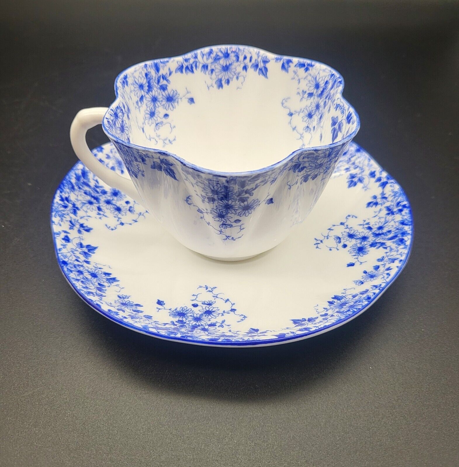 Shelley England Dainty Blue Tea Cup and Saucer Vintage Bone China