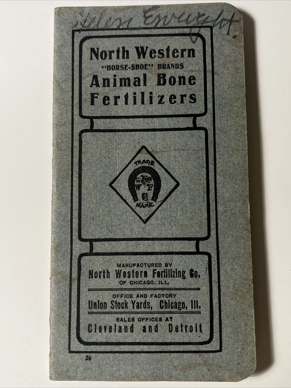 1907 antique NORTH WESTERN Animal Bone Fertilizers Date Book Agriculture