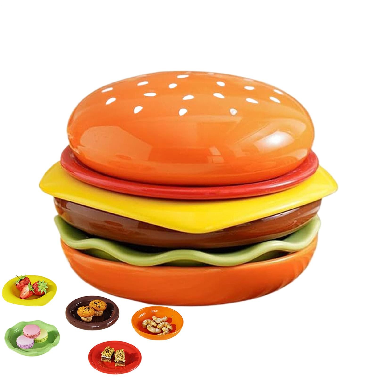 6 Pcs Stackable Burger Plate Set- Hamburger Tableware Multi-Layer Dish Set 6 Pcs Stackable Burger Plate Set- Hamburger Tableware Multi-Layer Dish Set