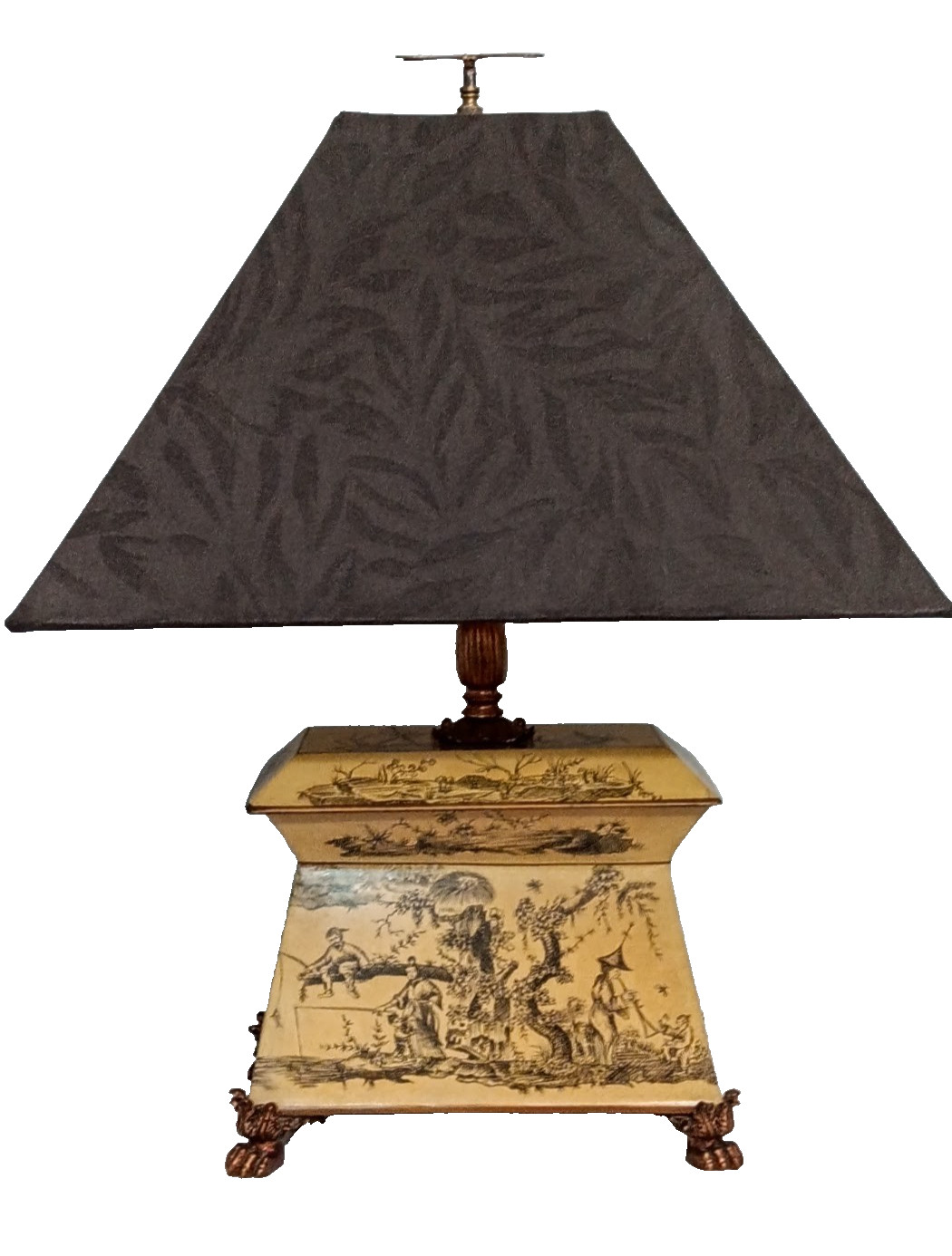 Vintage Frederick Cooper Chicago Chinoiserie Tole Tea Tin Box Table Lamp 21" Vintage Frederick Cooper Chicago Chinoiserie Tole Tea Tin Box Table Lamp 21"