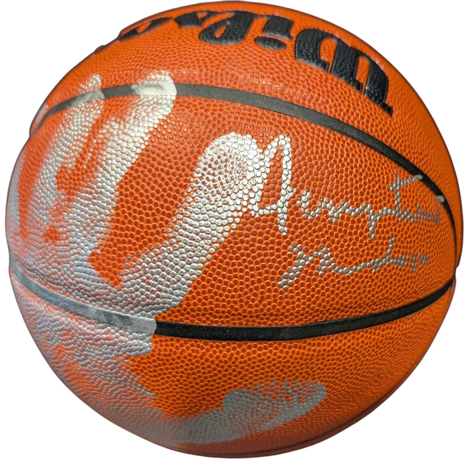 Jerry West Autographed NBA Basketball with Hand Print and "The Logo" Inscription Jerry West Autographed NBA Basketball with Hand Print and "The Logo" Inscription