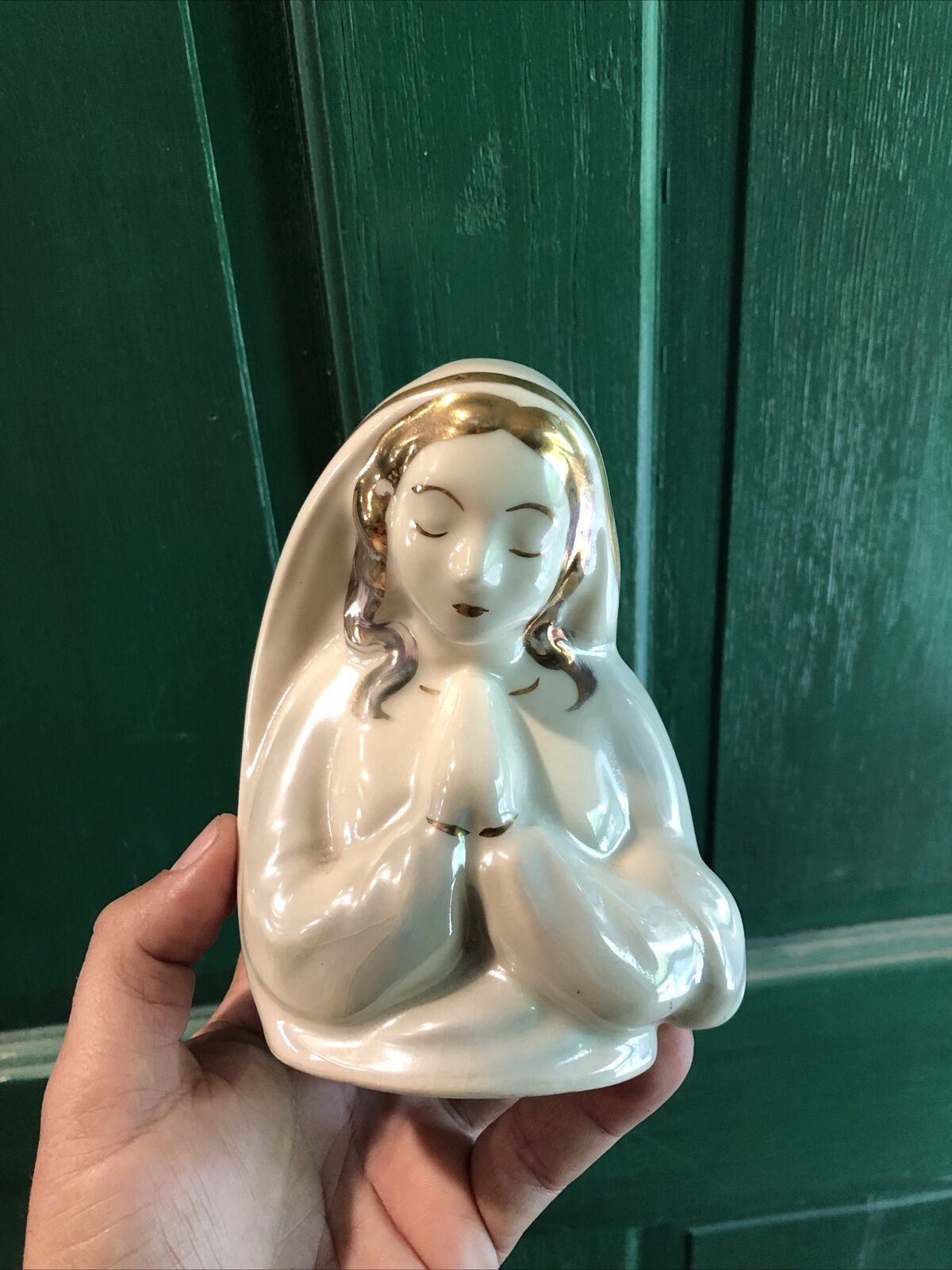 Vintage Ceramic Hand Painted Madonna Virgin Mary Planter