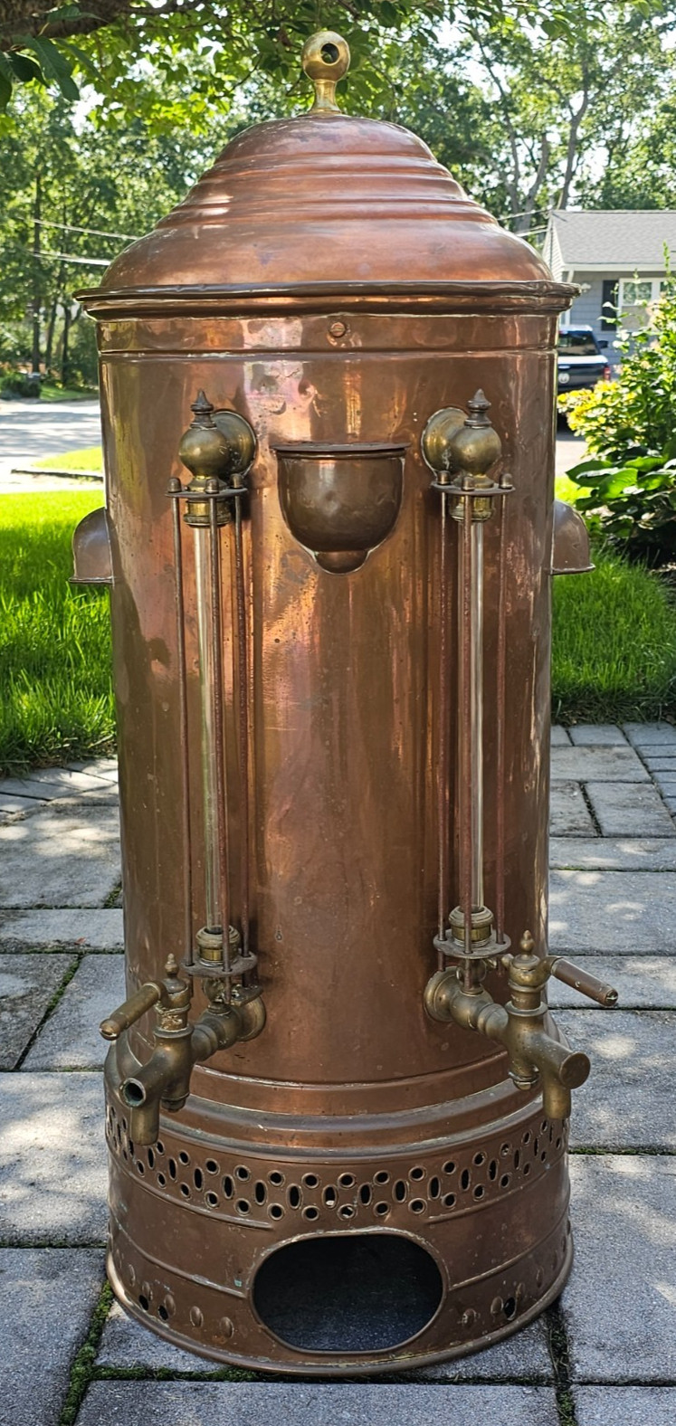 Vintage Large Copper Coffee Urn - 36" Tall x 13.5" Wide Geo. A. Ray MFG