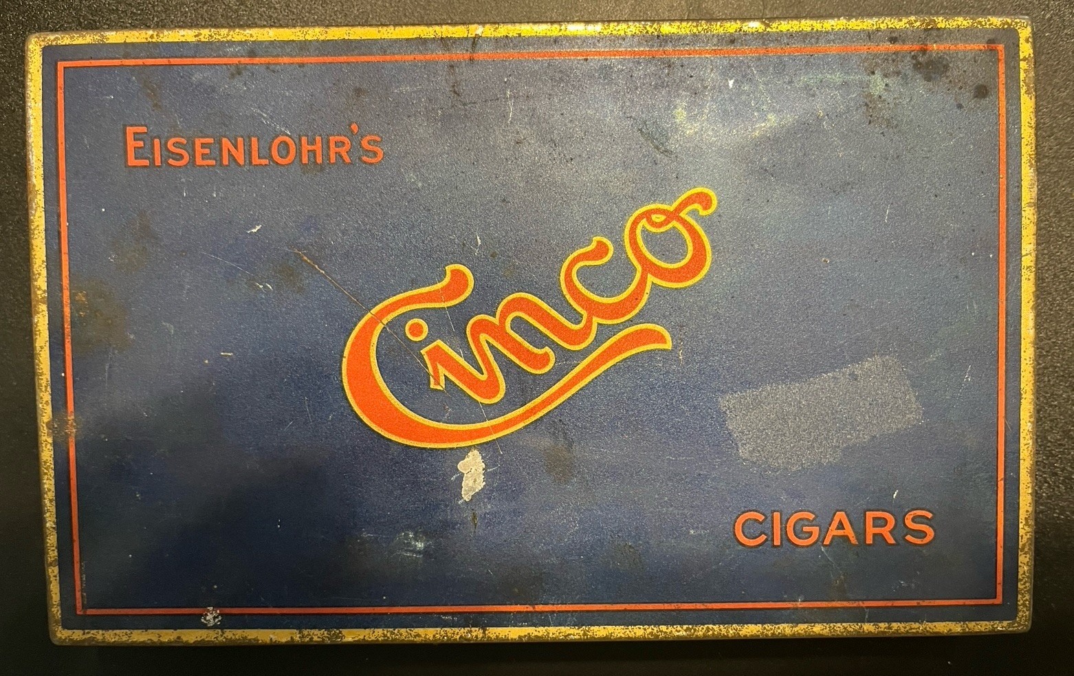 Vintage 1920s Eisenlohr's Cinco Cigars Tin Vintage 1920s Eisenlohr's Cinco Cigars Tin