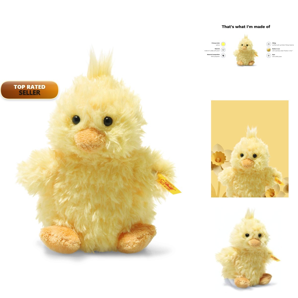 Steiff Handcrafted Since 1880 Premium Plush Soft Toy - 6" Pipsy Chick 073892 Steiff Handcrafted Since 1880 Premium Plush Soft Toy - 6" Pipsy Chick 073892
