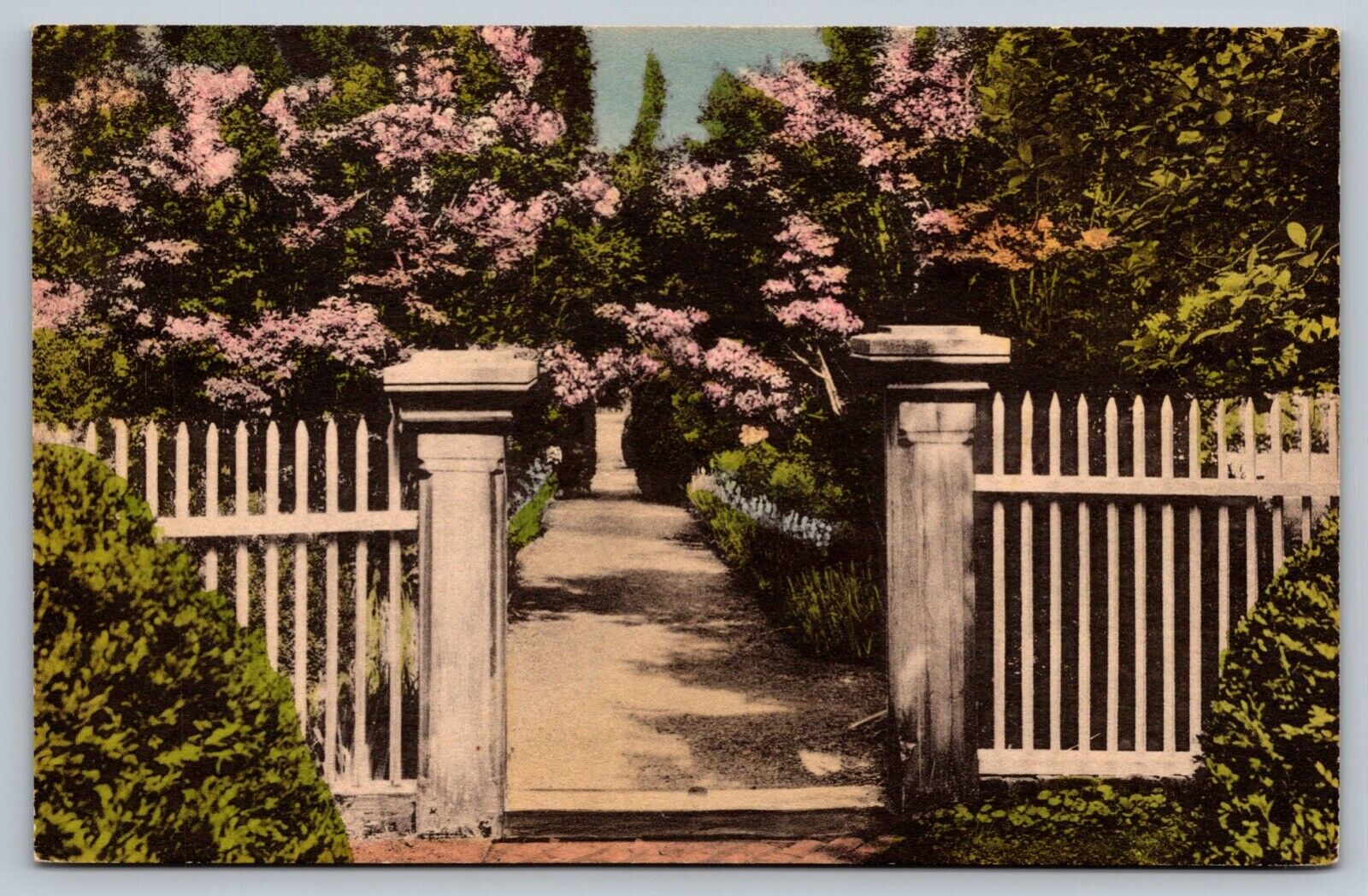 Entrance to Garden the Hermitage Nashville TN Hand Colored Vintage Postcard