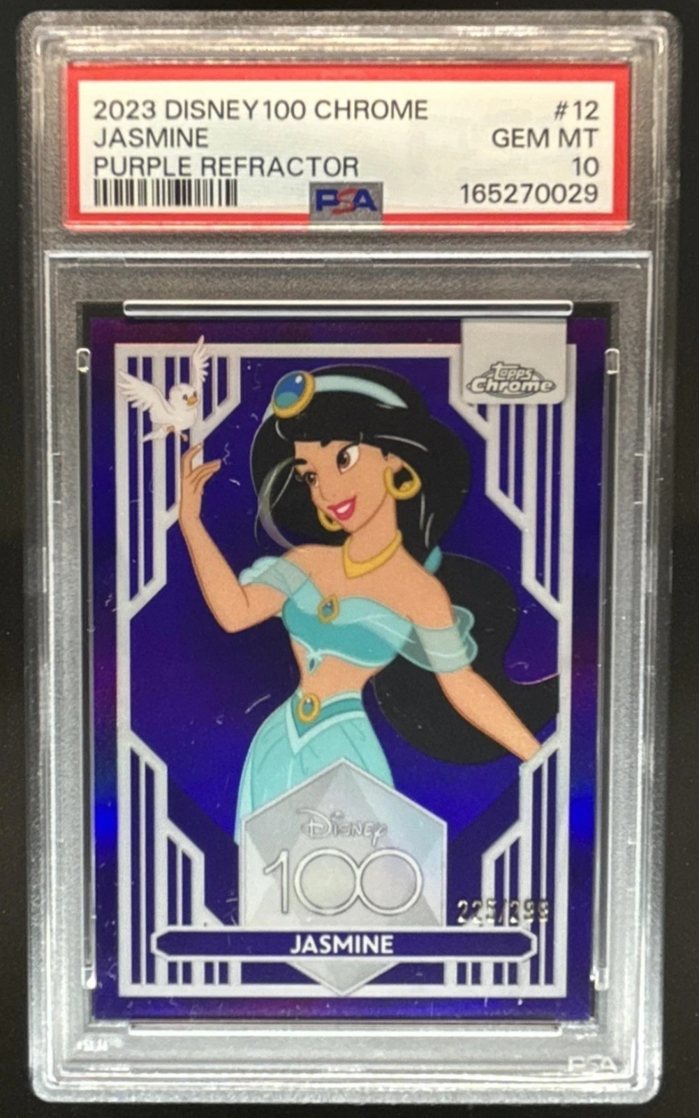 2023 Topps Chrome Disney 100 Jasmine Purple Refractor #/299 PSA 10 GEM MINT