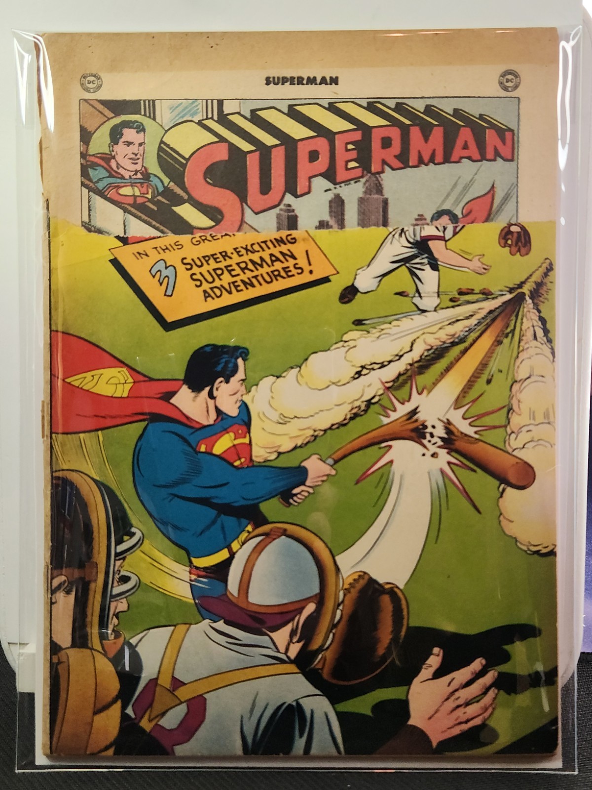 Superman 66 D.C. Comics 1950 Baseball Cover Superman 66 D.C. Comics 1950 Baseball Cover
