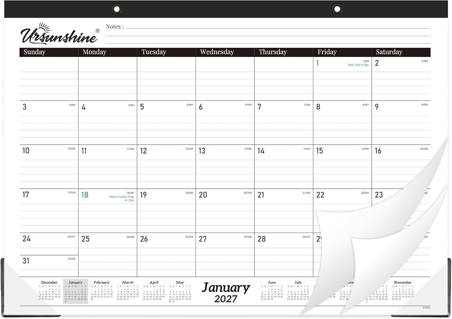 2027 Desk Calendar - 18 Monthly Desk Calendar 2027, 17" x 12"