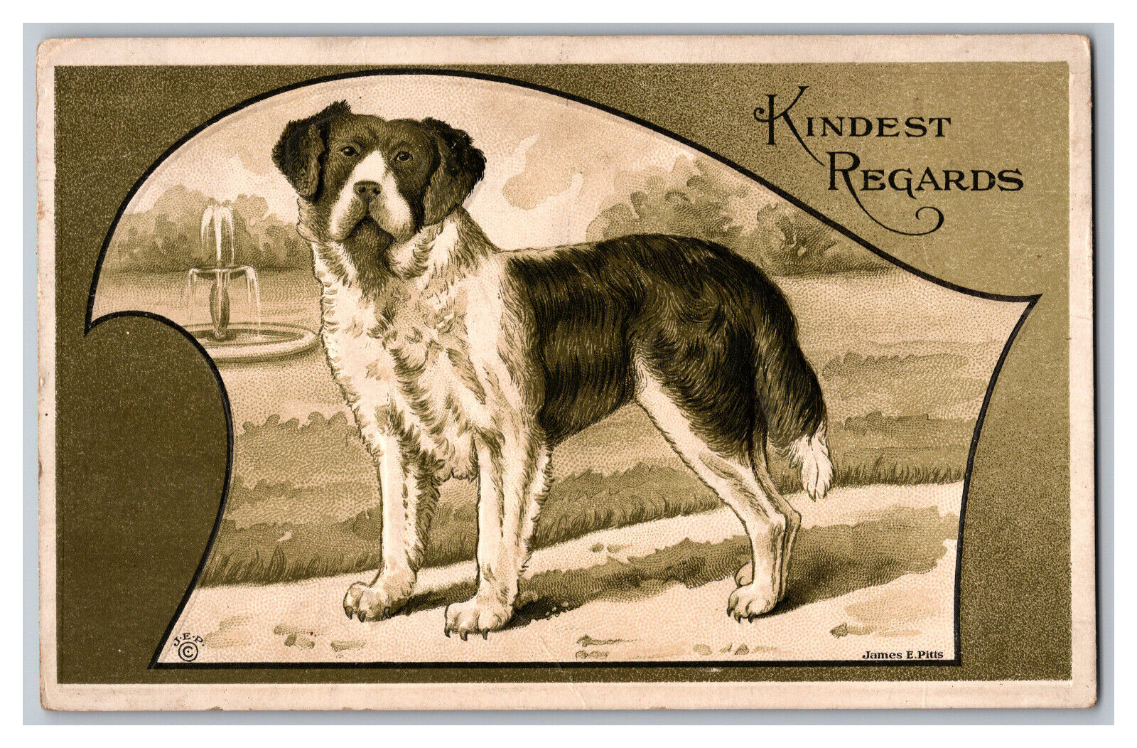 Postcard KIndest Regards Dog Artist Signed Card