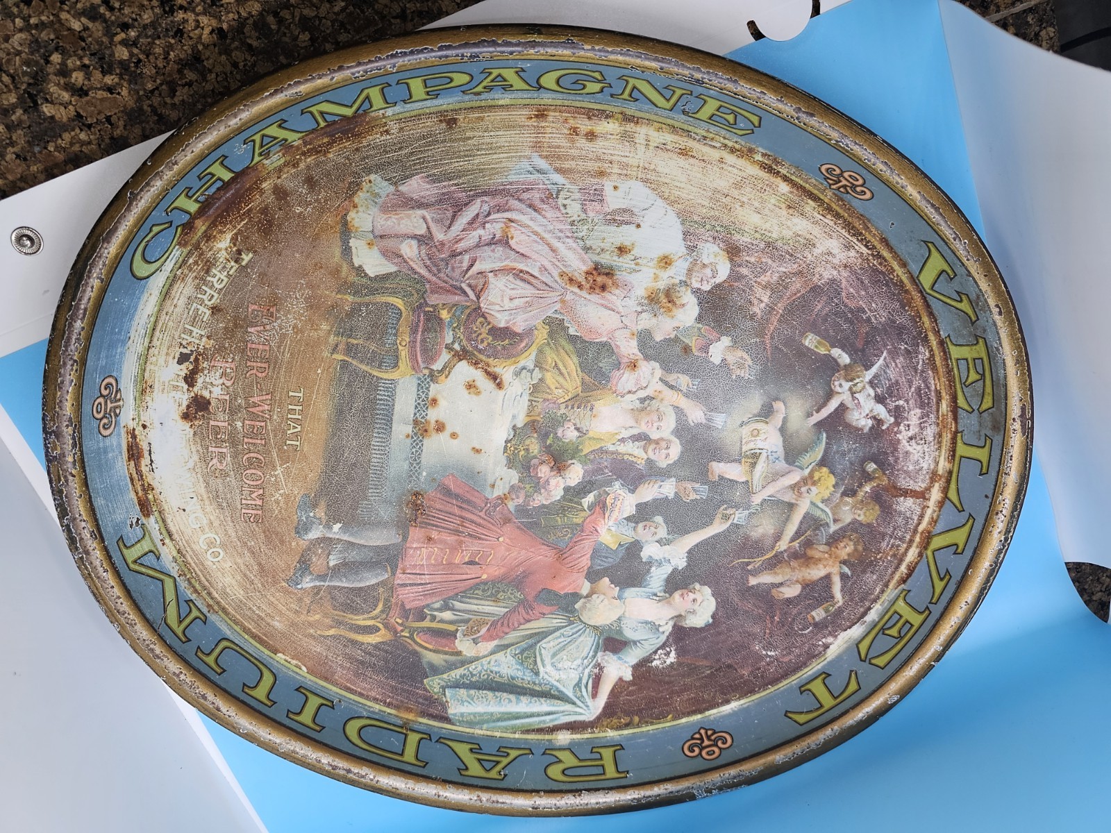 Vintage Pre Prpgibition Champagne Lanson Advertising Tin Serving Tray Ever... Vintage Pre Prpgibition Champagne Lanson Advertising Tin Serving Tray Ever...