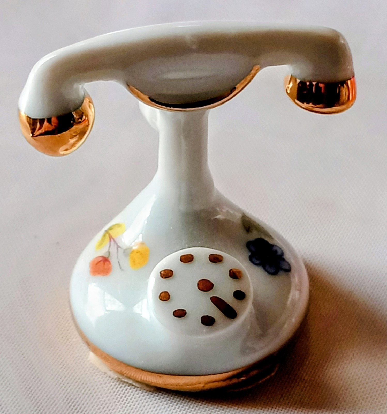 Miniature Limoges France Porcelain Telephone  1.25" Tall  #L-T