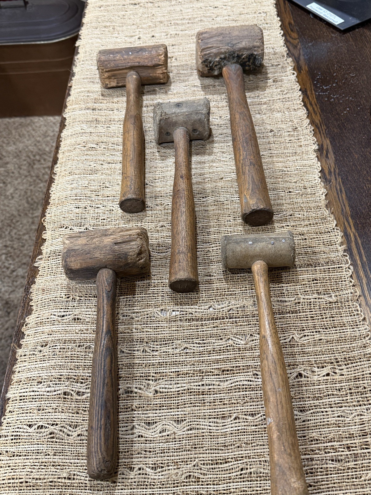 Lot of 5 Primitive Antique Vintage Wood Mallets Lot of 5 Primitive Antique Vintage Wood Mallets