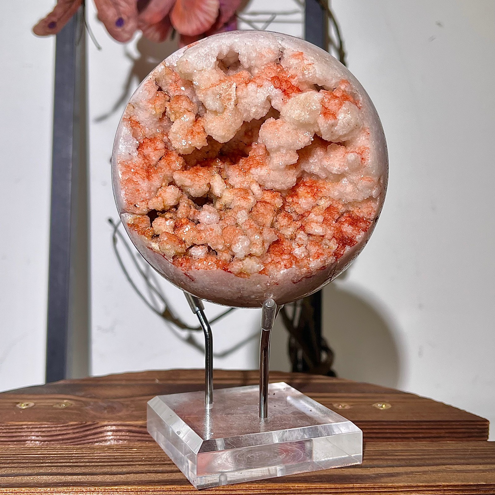2.07LB Natural Druzy Pink Amethyst Sphere Crystal