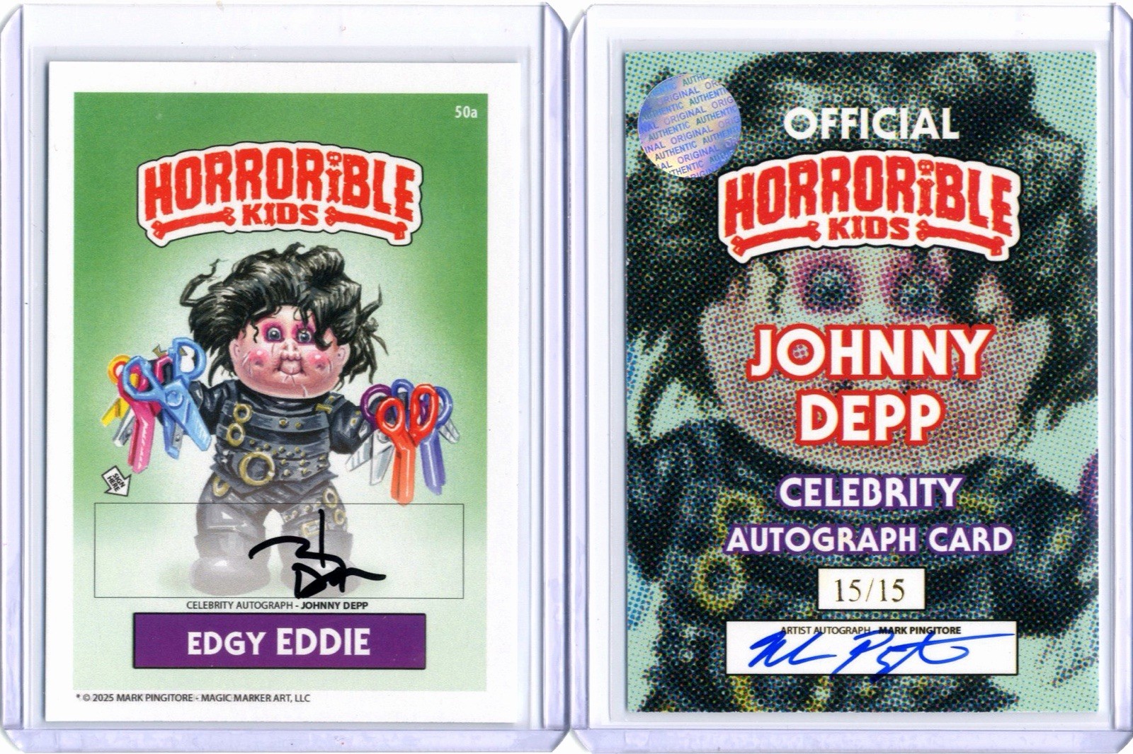 JOHNNY DEPP autograph Card like Garbage Pail Kids Edward Scissorhands