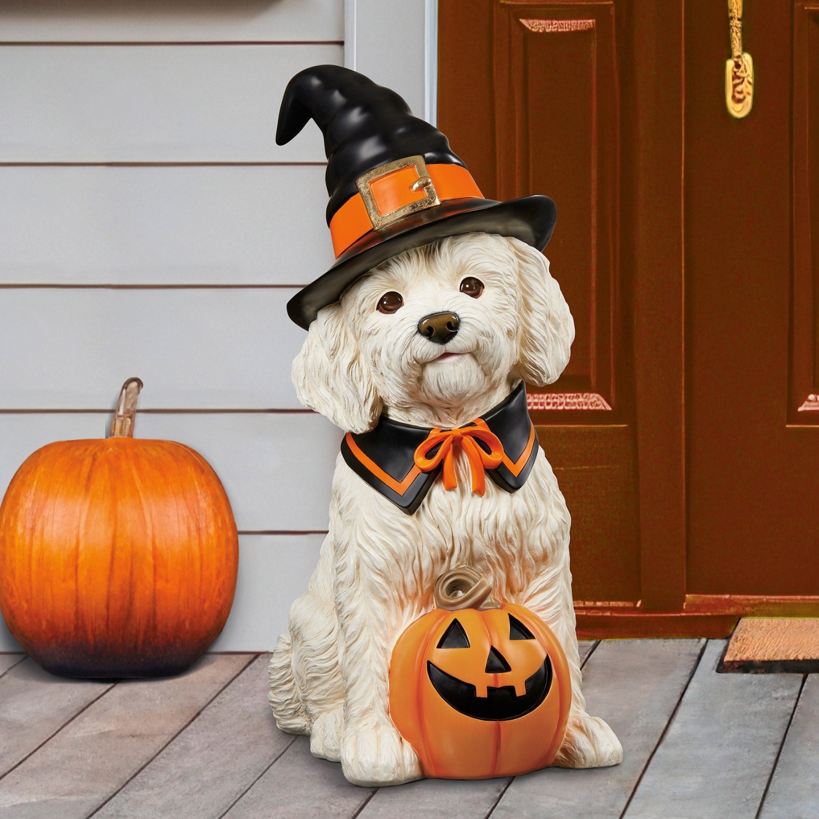 New 26" Halloween Dog Doodle Resin Greeter, Hand Painted Finish Life-like Detail