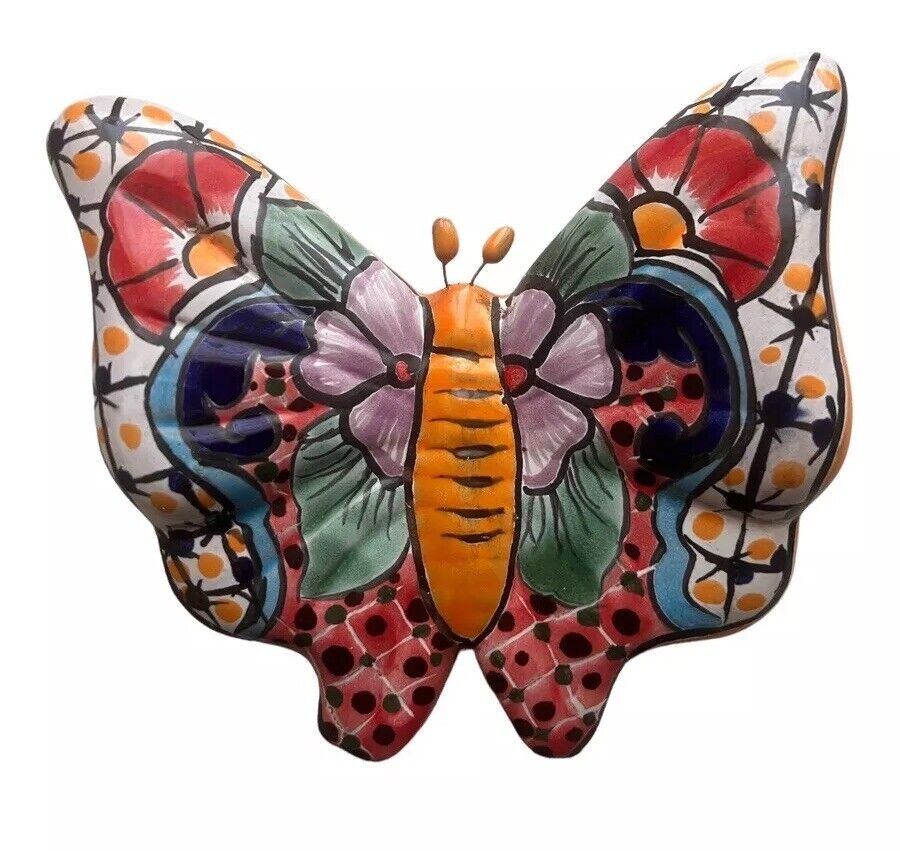 Talavera Butterfly Folk Art Mexican Pottery Wall Art Multicolor Home Decor 6\