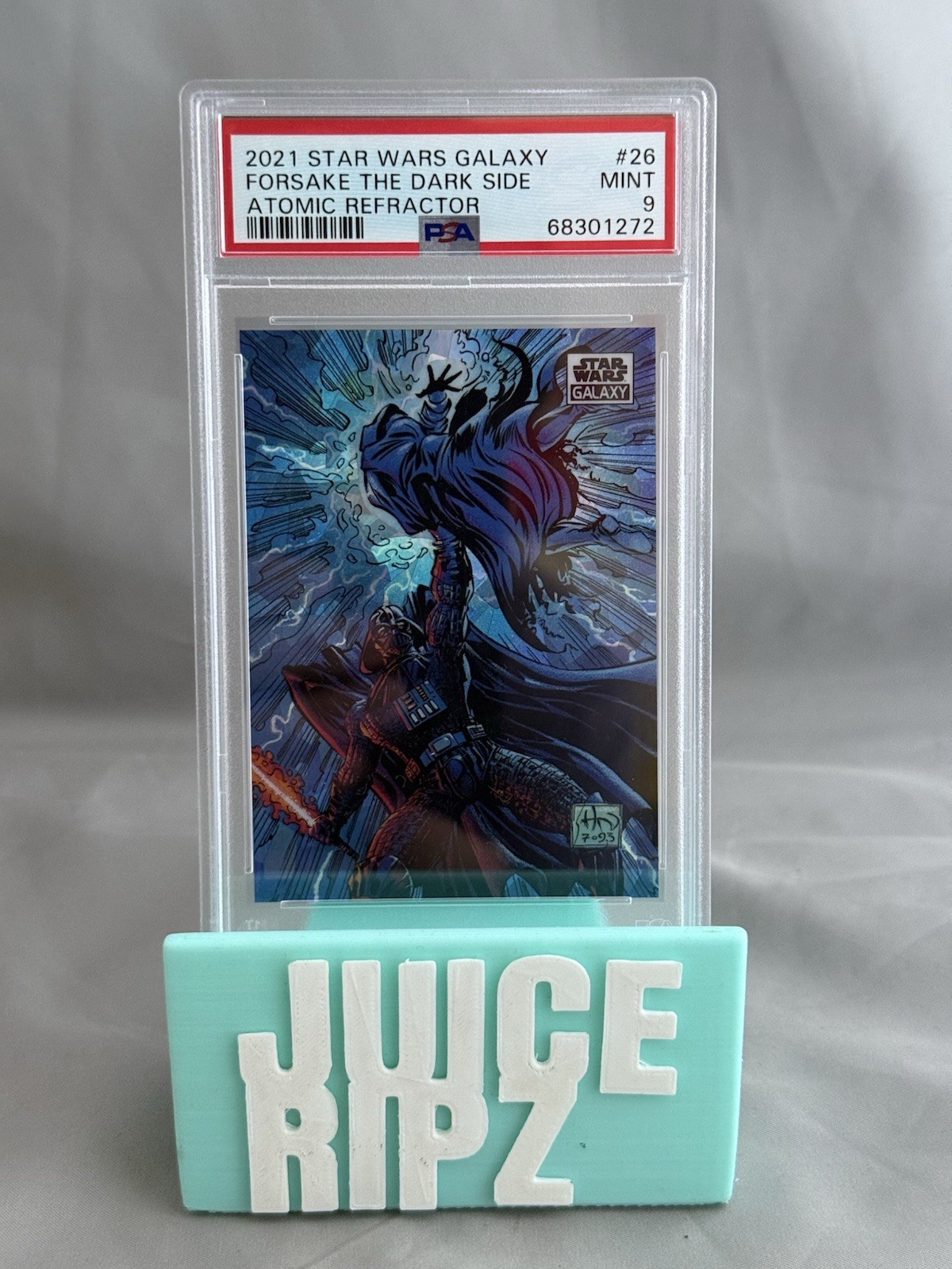PSA 9 2021 Topps Star Wars Galaxy Forsake the Dark Side Atomic /150 Refractor 