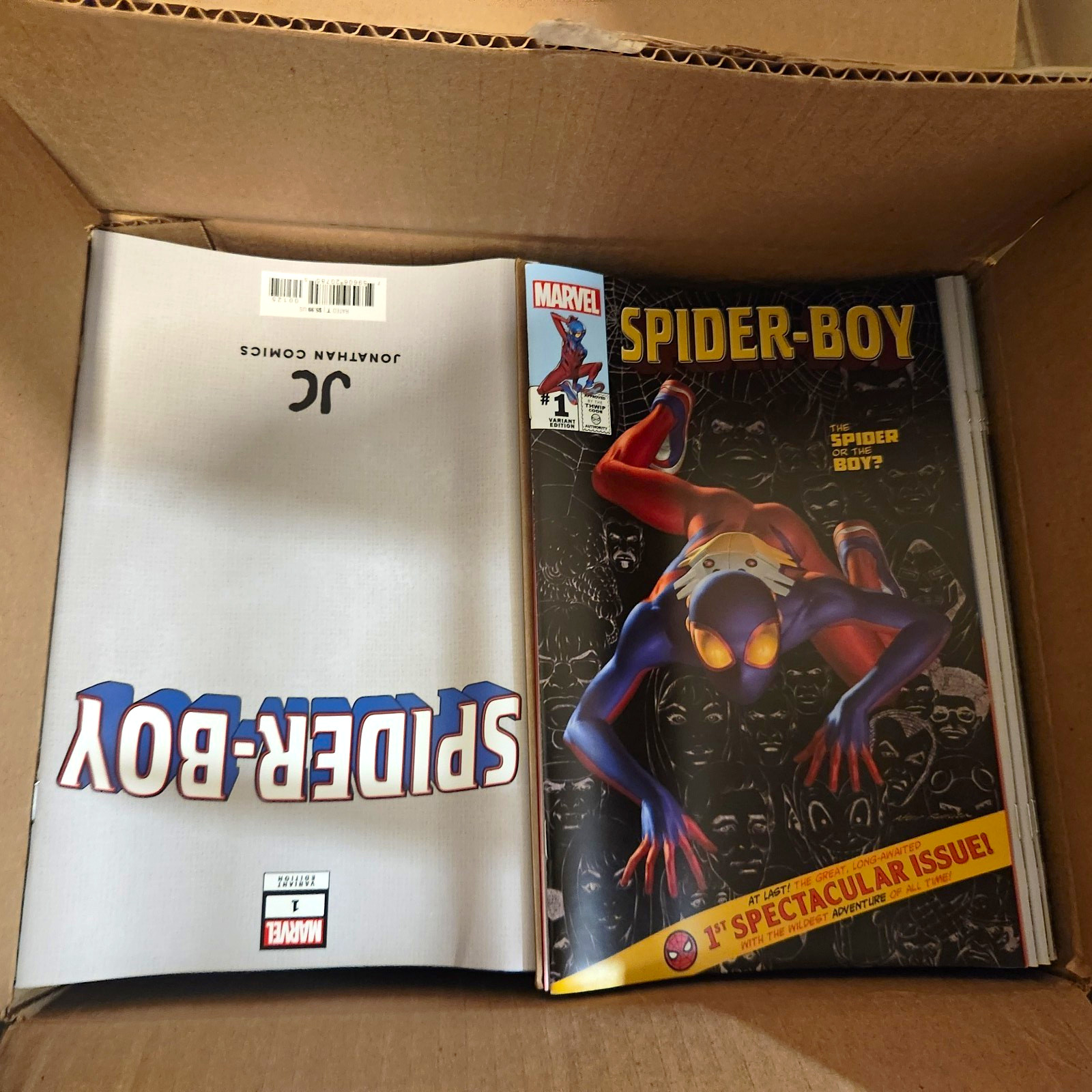 UNCIRCULATED BOX OF Marvel Comics Spider-Boy #1 HOMAGE/Variant ×150; cgc worthy UNCIRCULATED BOX OF Marvel Comics Spider-Boy #1 HOMAGE/Variant ×150; cgc worthy