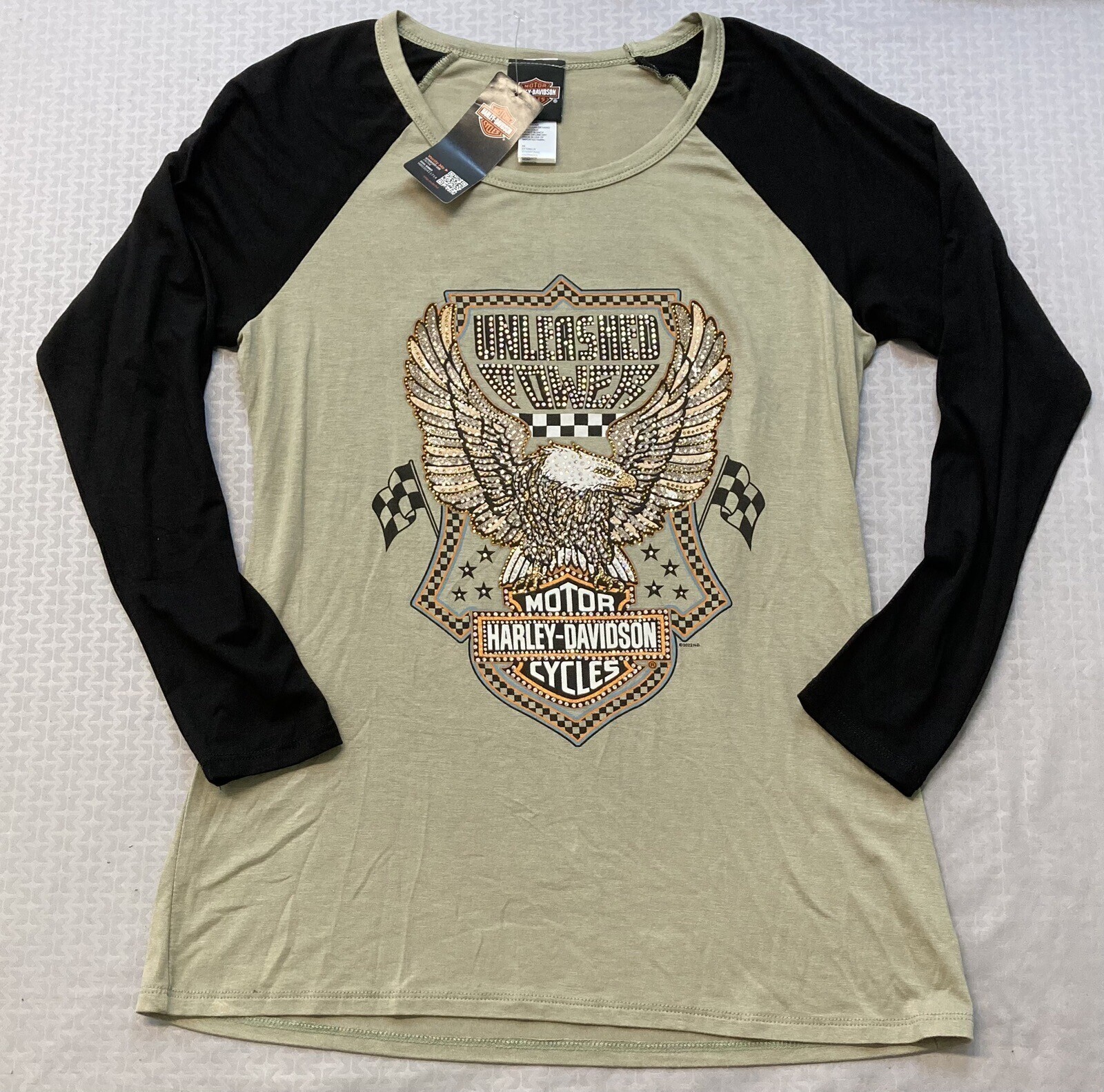 NEW GENUINE HARLEY DAVIDSON HT4723SAG WOMEN'S SMALL UNLEASED POWER L/S SAGE NEW GENUINE HARLEY DAVIDSON HT4723SAG WOMEN'S SMALL UNLEASED POWER L/S SAGE