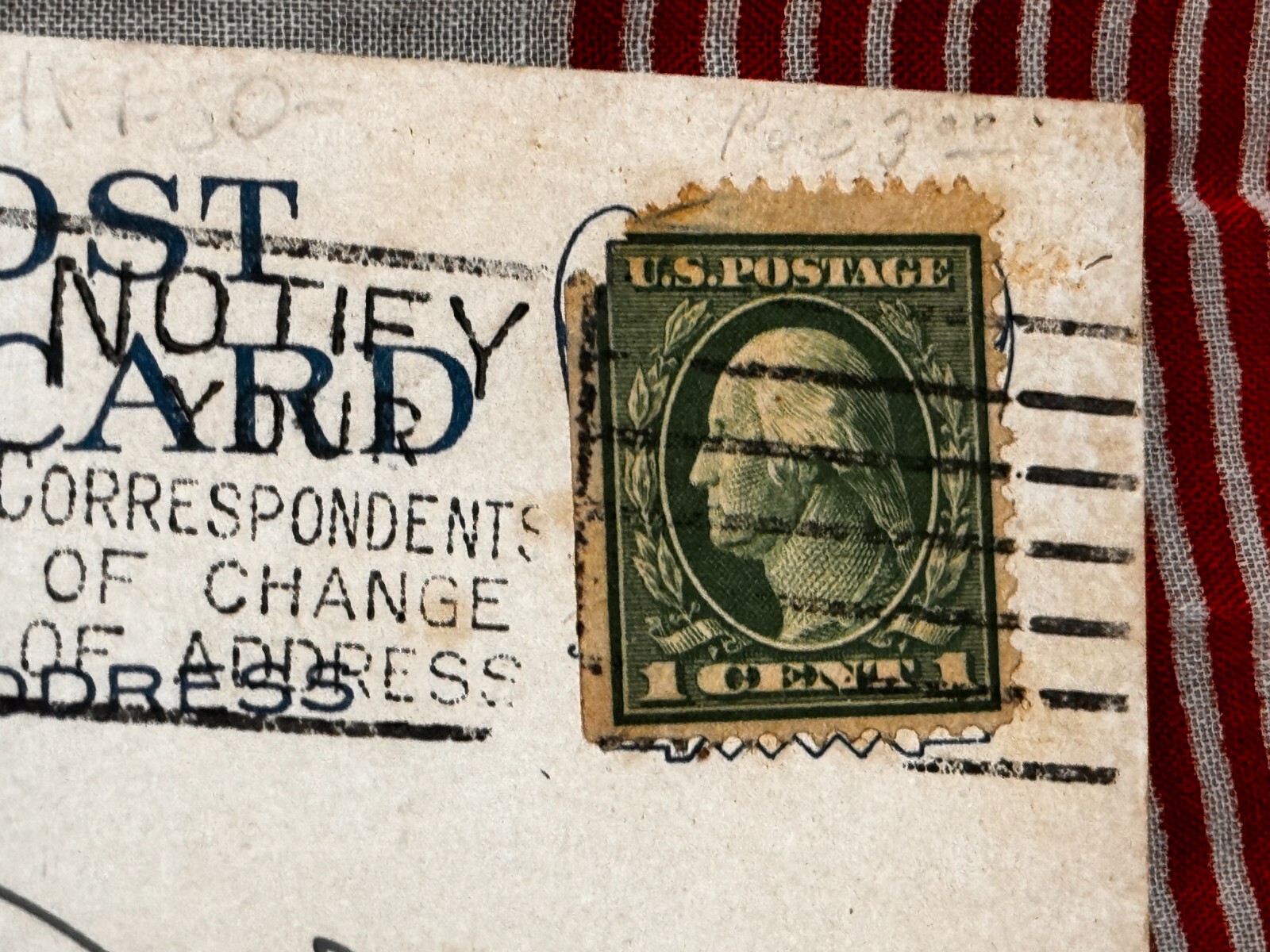 Antique Rare 1 Cent George Washington Stamp. Green in color. Antique Rare 1 Cent George Washington Stamp. Green in color.