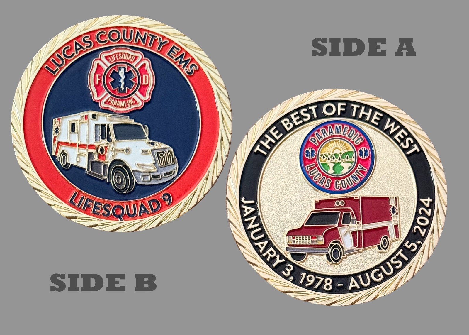 Lucas County EMS LifeSquad 9 Challenge Coin 1#28 Lucas County EMS LifeSquad 9 Challenge Coin 1#28