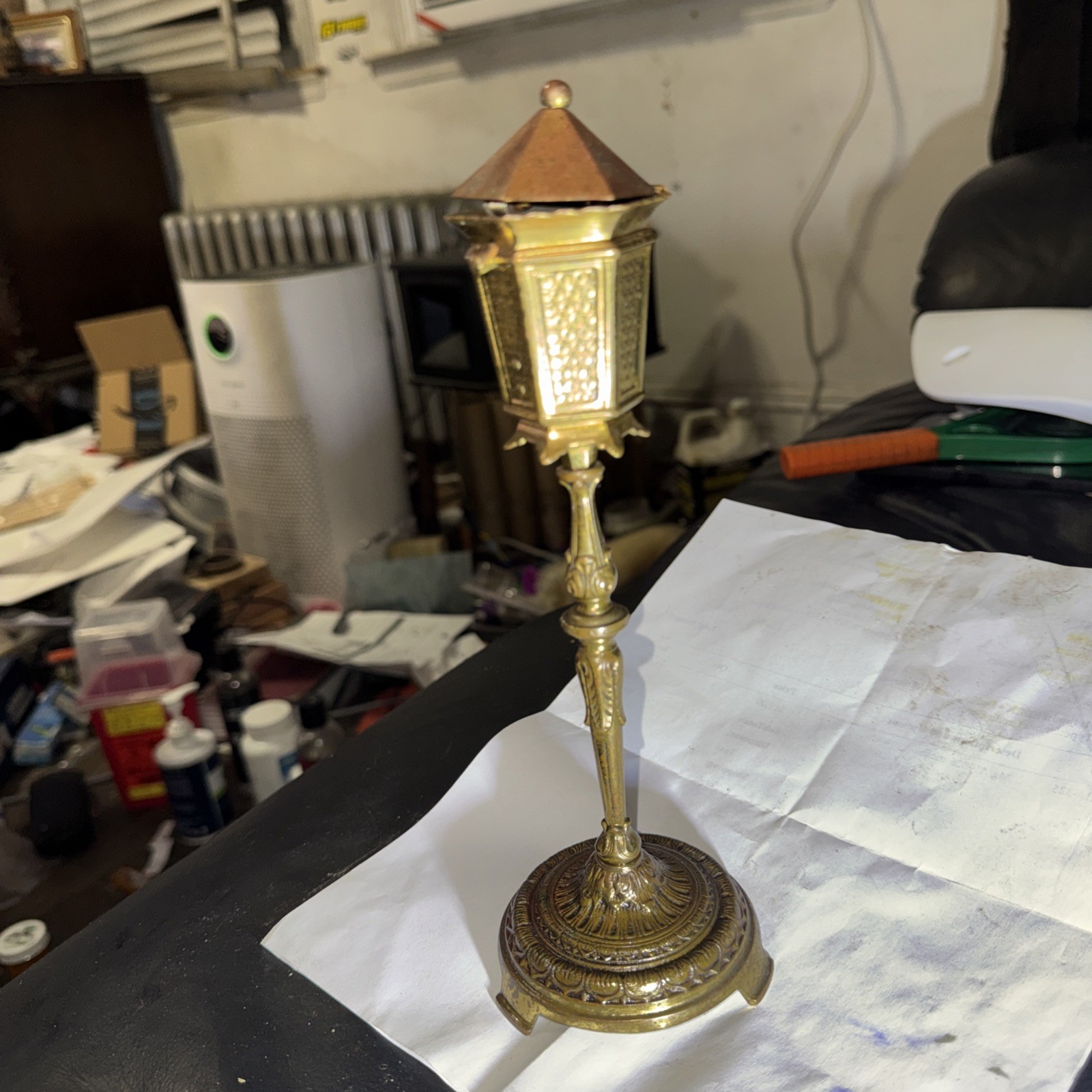Antique Dunhill Street light Lamp lighter Brass Bronze Figural Cigar 9.5" Antique Dunhill Street light Lamp lighter Brass Bronze Figural Cigar 9.5"