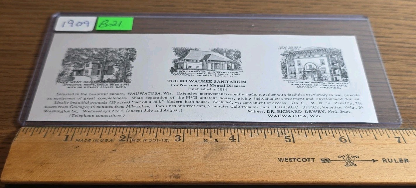 Antique 1909 Milwaukee Sanitarium Wauwatosa WI Insane Asylum Picture Doctor AD Antique 1909 Milwaukee Sanitarium Wauwatosa WI Insane Asylum Picture Doctor AD