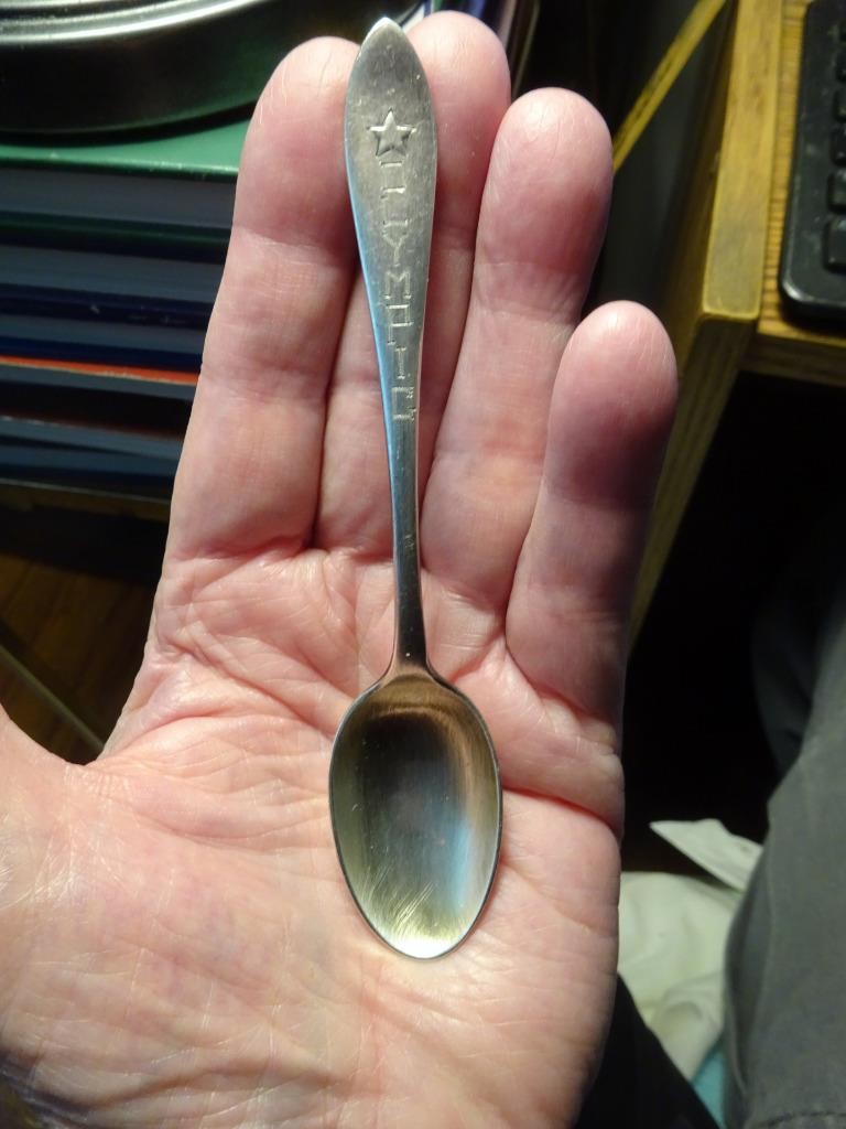 1912 RARE ANTIQUE "RMS OLYMPIC SPOON WHITE STAR LINE" Elkington Maltese Cross