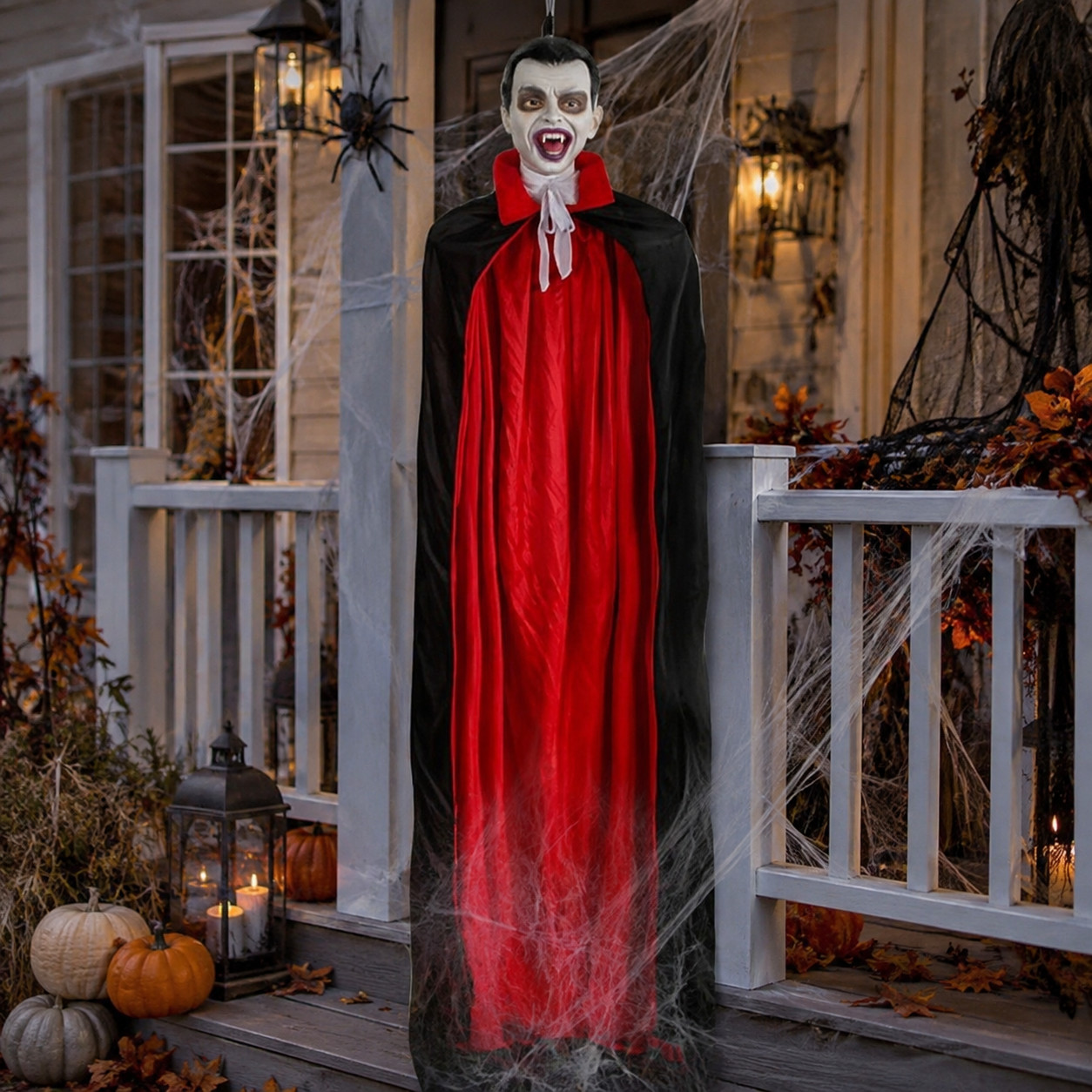 Animated Hanging Halloween Vampire Ghost Sound Activated Red LED Eyes Animated Hanging Halloween Vampire Ghost Sound Activated Red LED Eyes