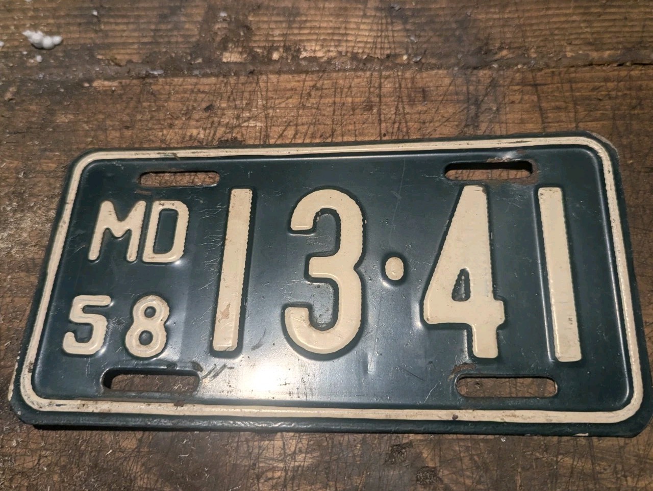 Vintage 1958 Maryland Motorcycle License Plate 13.41 Vintage 1958 Maryland Motorcycle License Plate 13.41