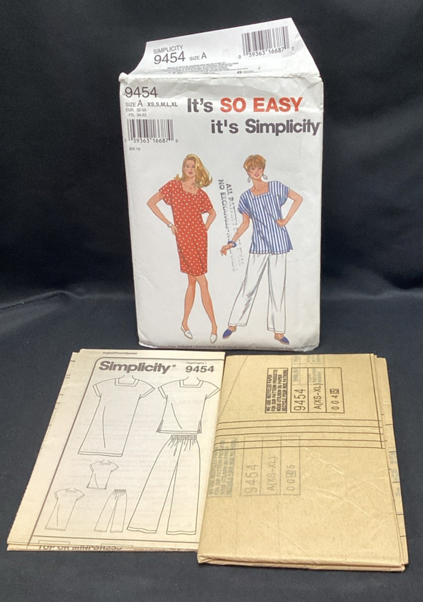 Vtg Sewing Pattern Simplicity 9454, shirt pants, XS-XL, Uncut - ships free