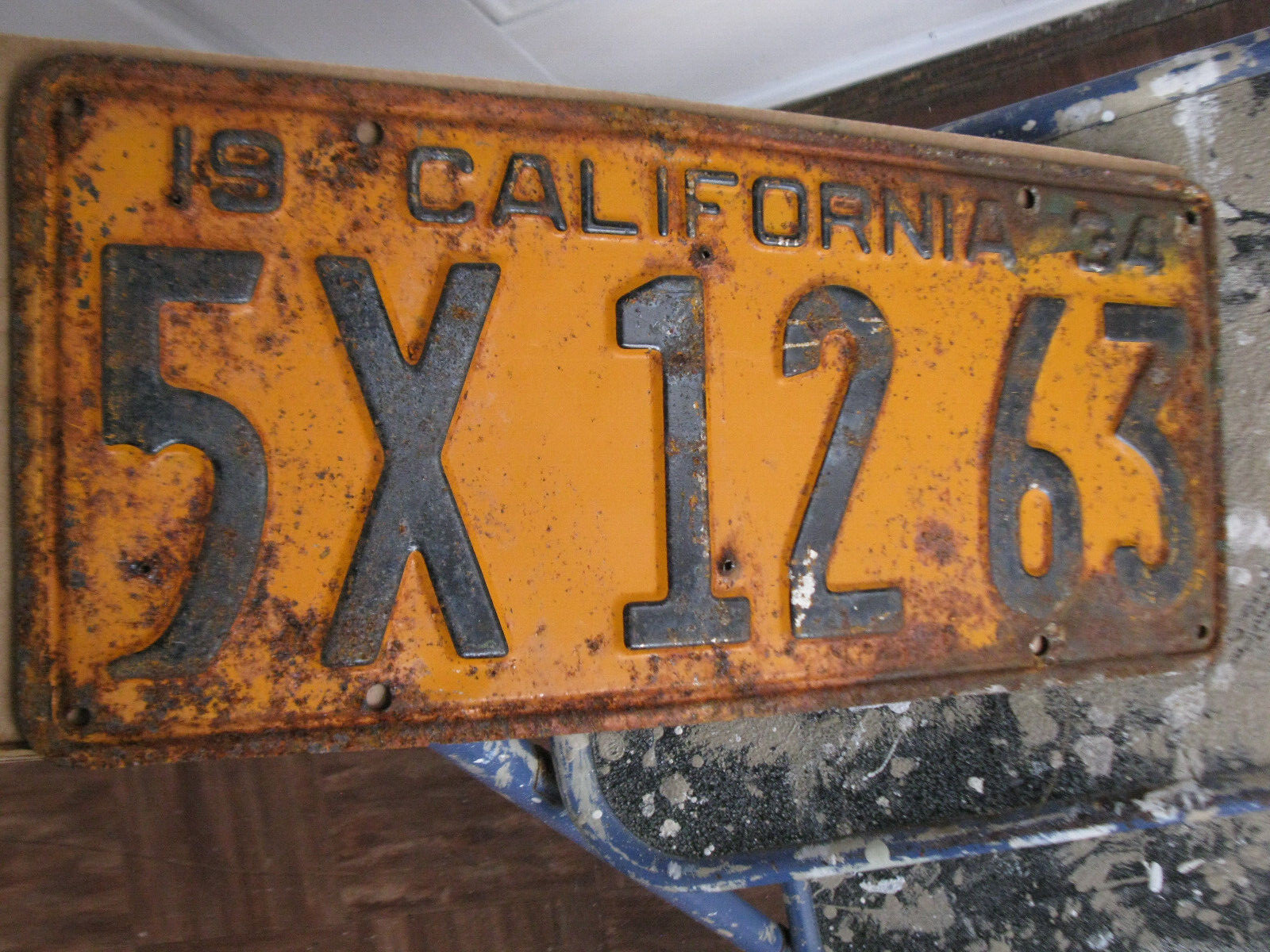 Vintage 1934 California License Plate 5X 1263 Original Rust Patina Vintage 1934 California License Plate 5X 1263 Original Rust Patina