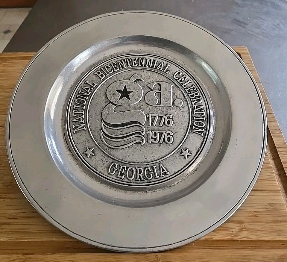 Vintage Georgia Bicentennial Wilton Pewter Plate 10.75” 1776-1976 Americana Vintage Georgia Bicentennial Wilton Pewter Plate 10.75” 1776-1976 Americana